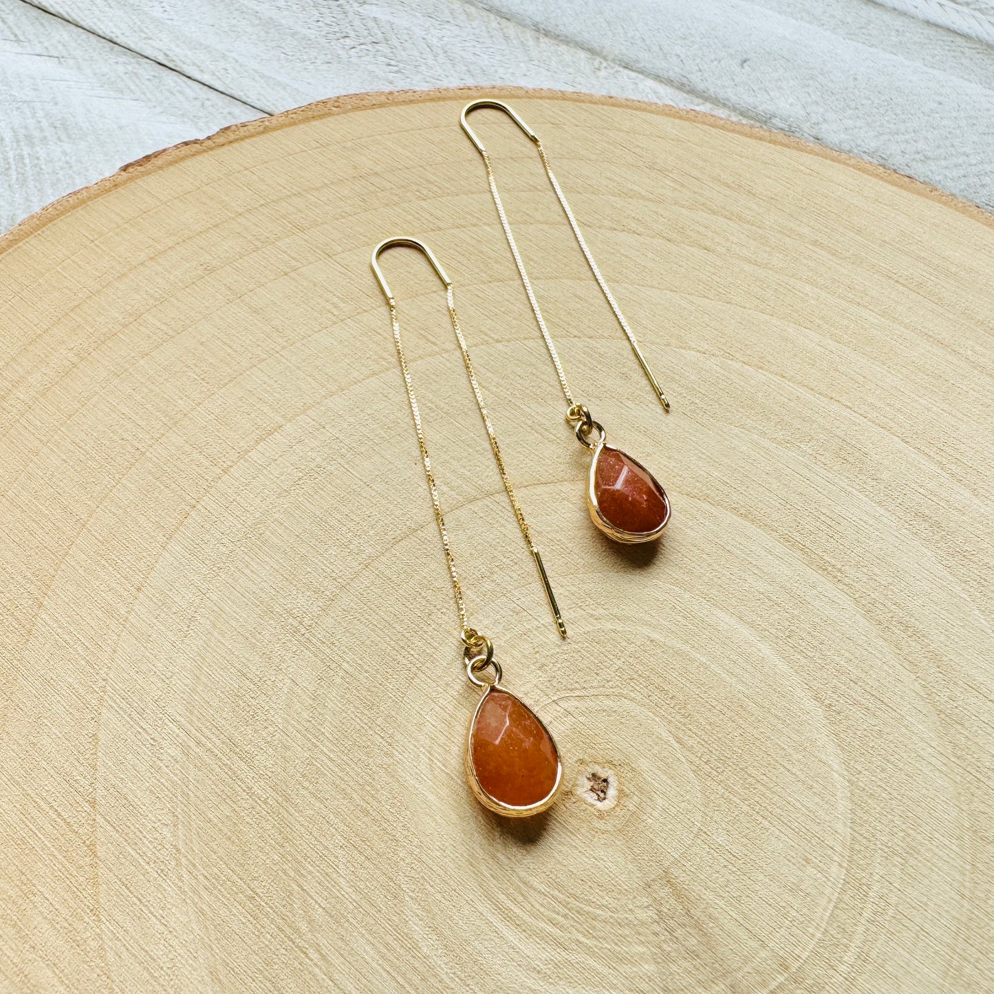 Aventurine Threader Earrings
