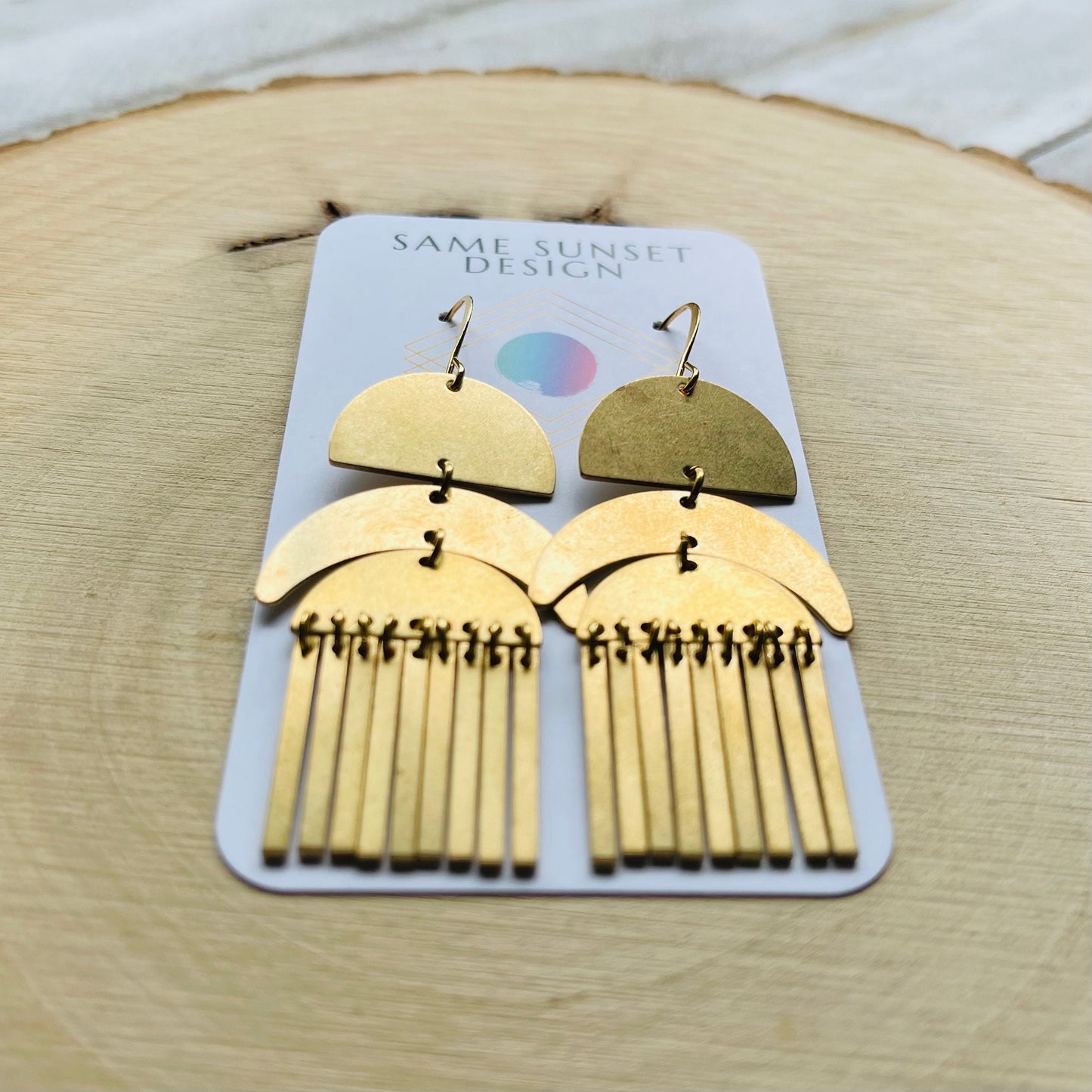 Geometric Brass Dangle Earrings