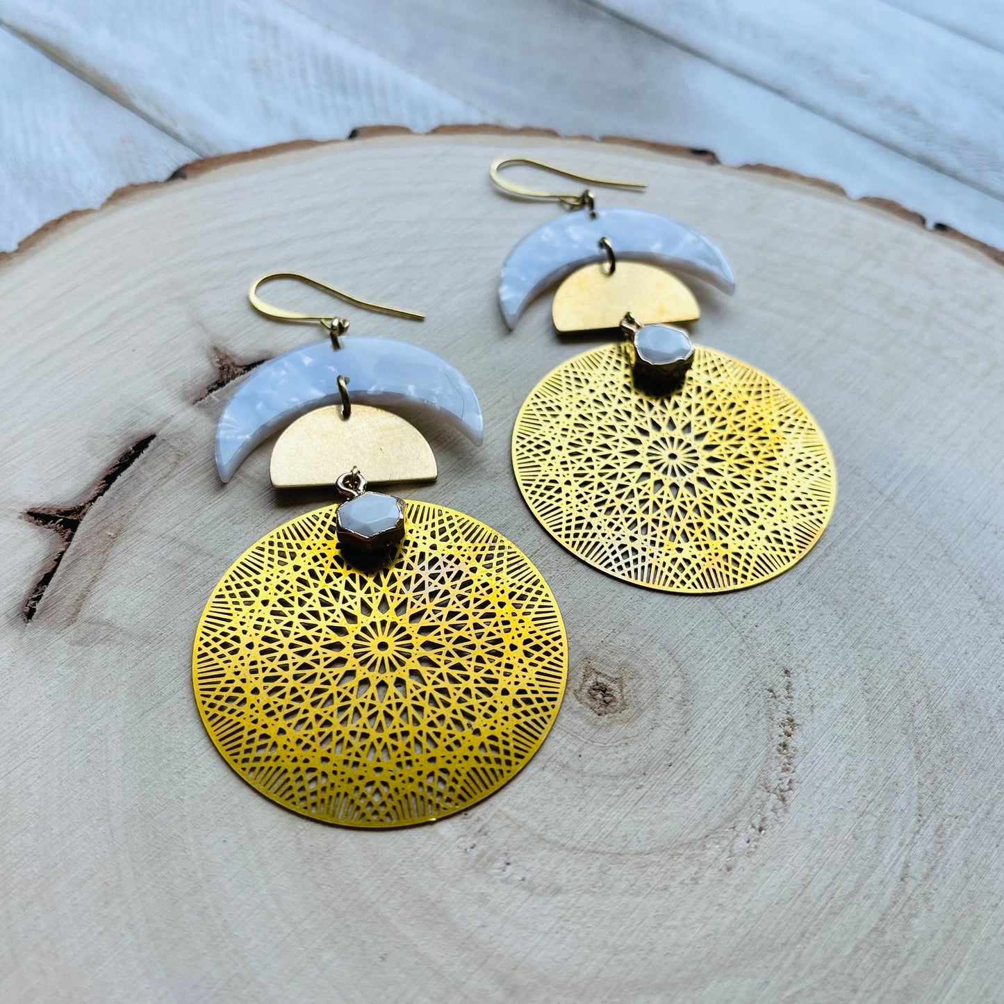 Howlite Moon Earrings
