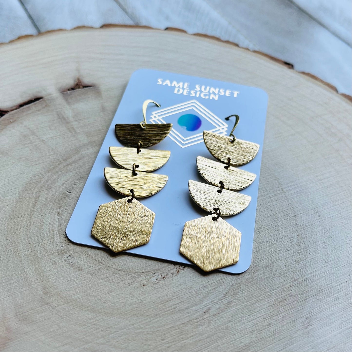 Geometric Brass Dangle Earrings