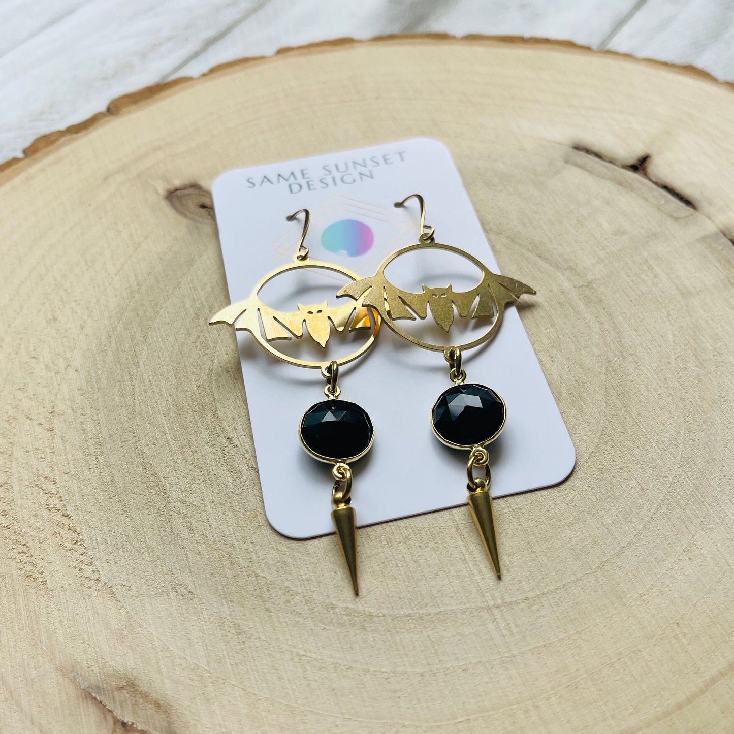 Onyx Bat Earrings
