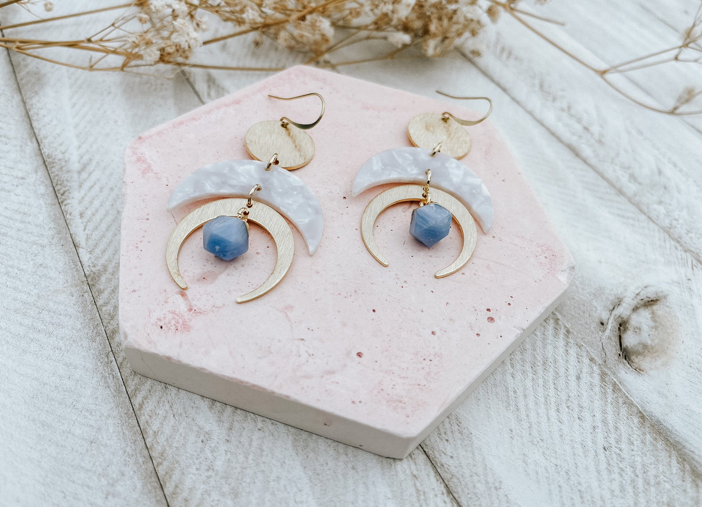 Agate Moon Earrings
