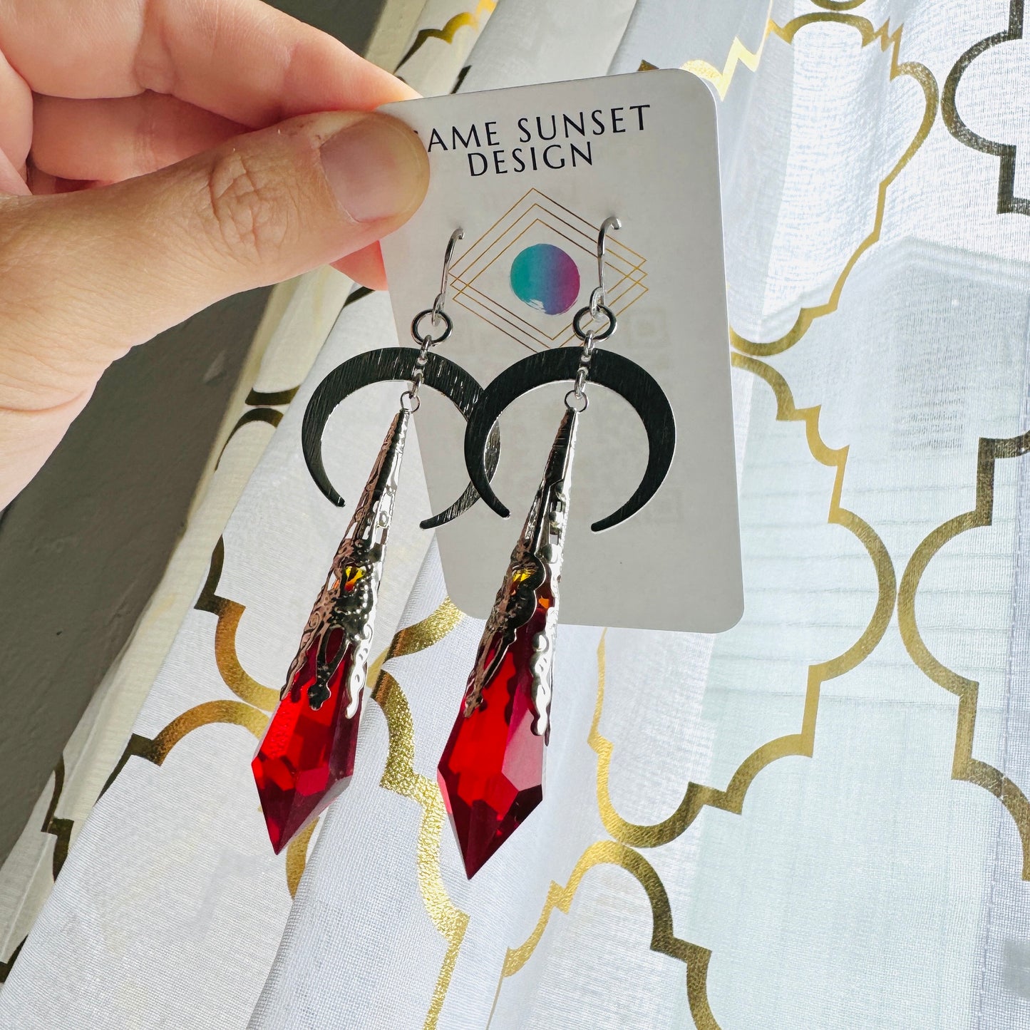 Red Moon Crystal Earrings