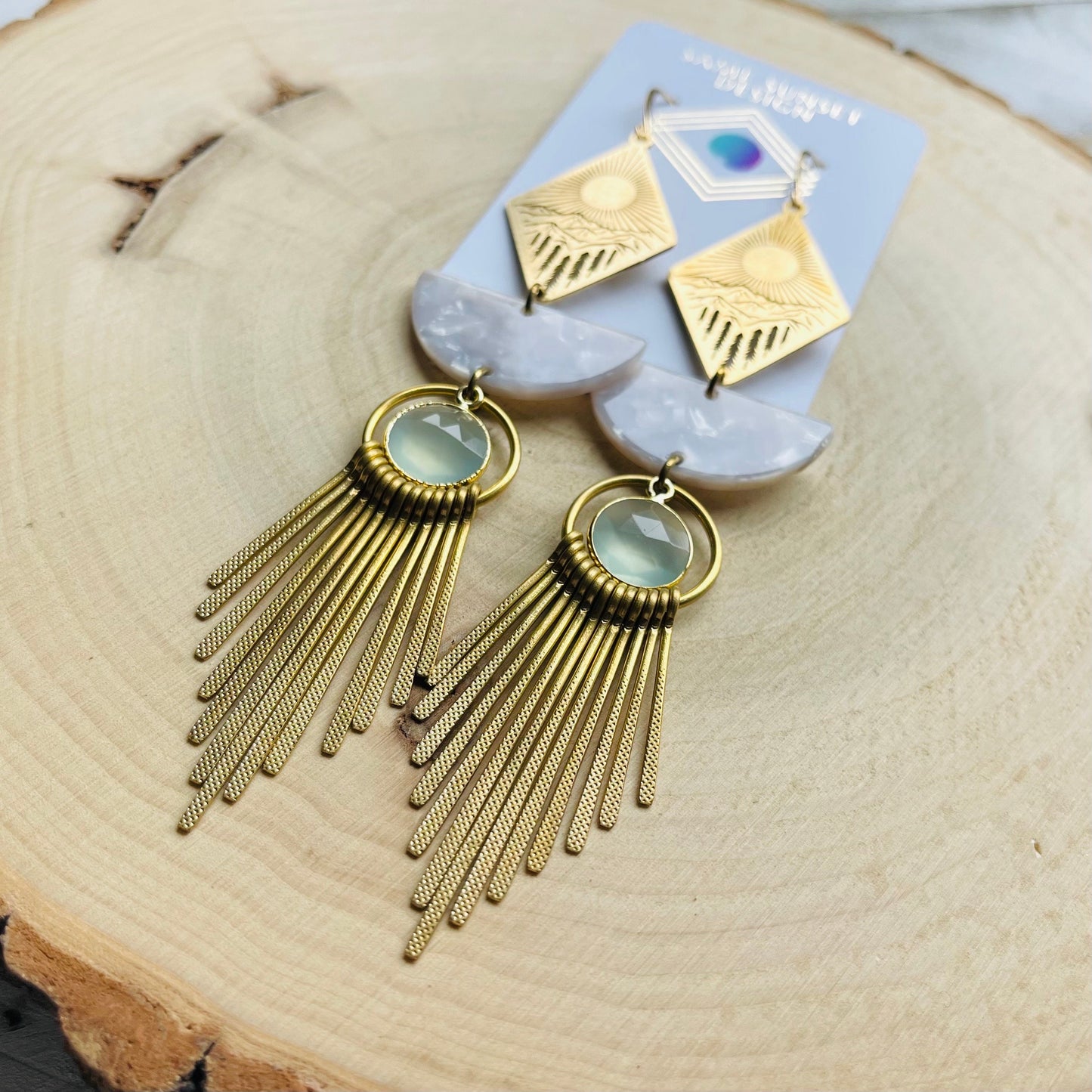 Chalcedony  Mountain Fringe Earrings