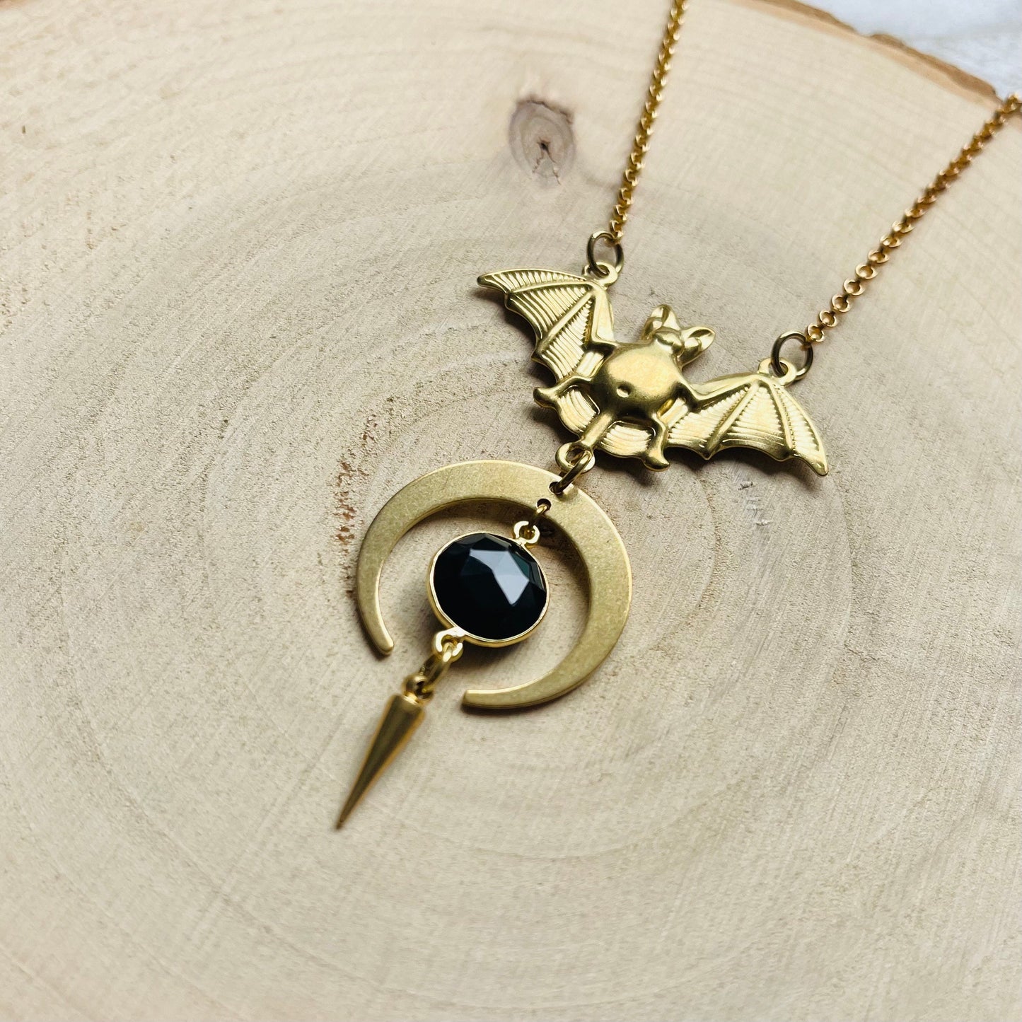 Onyx Bat Necklace