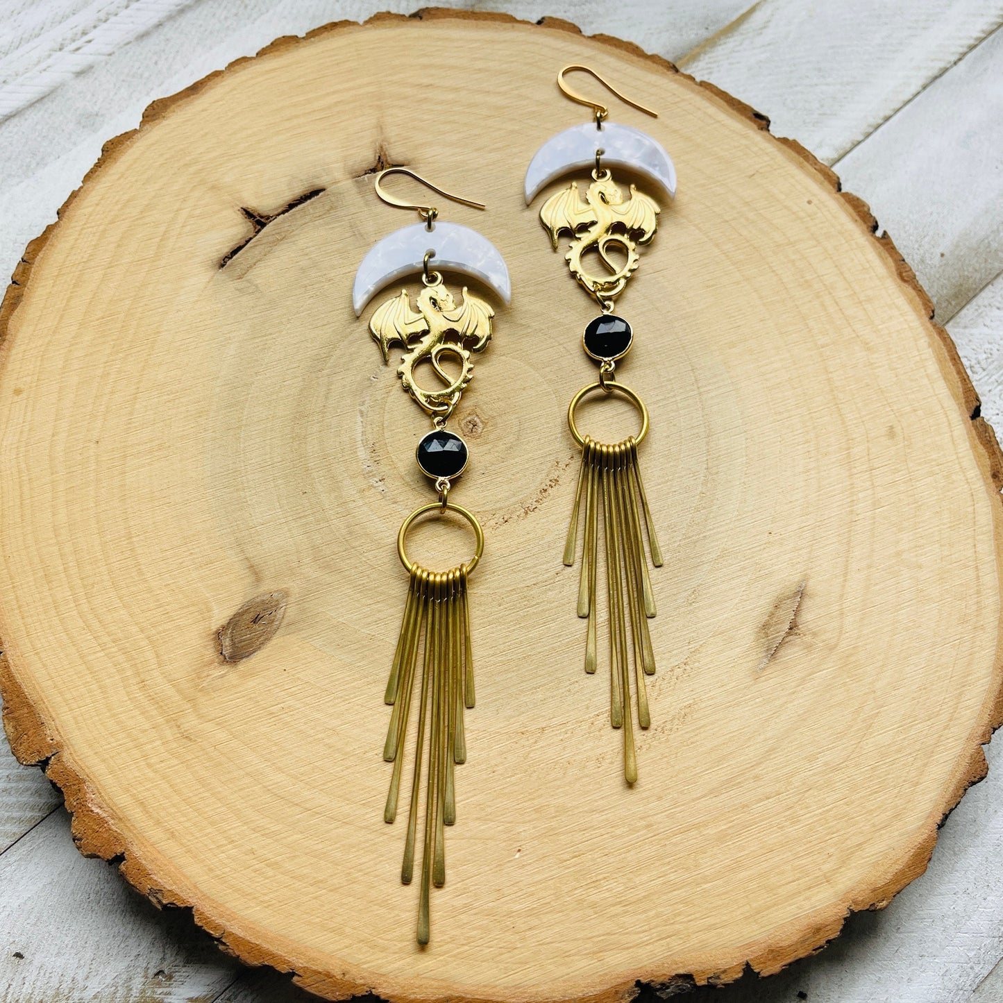 Dragon Onyx Fringe Earrings