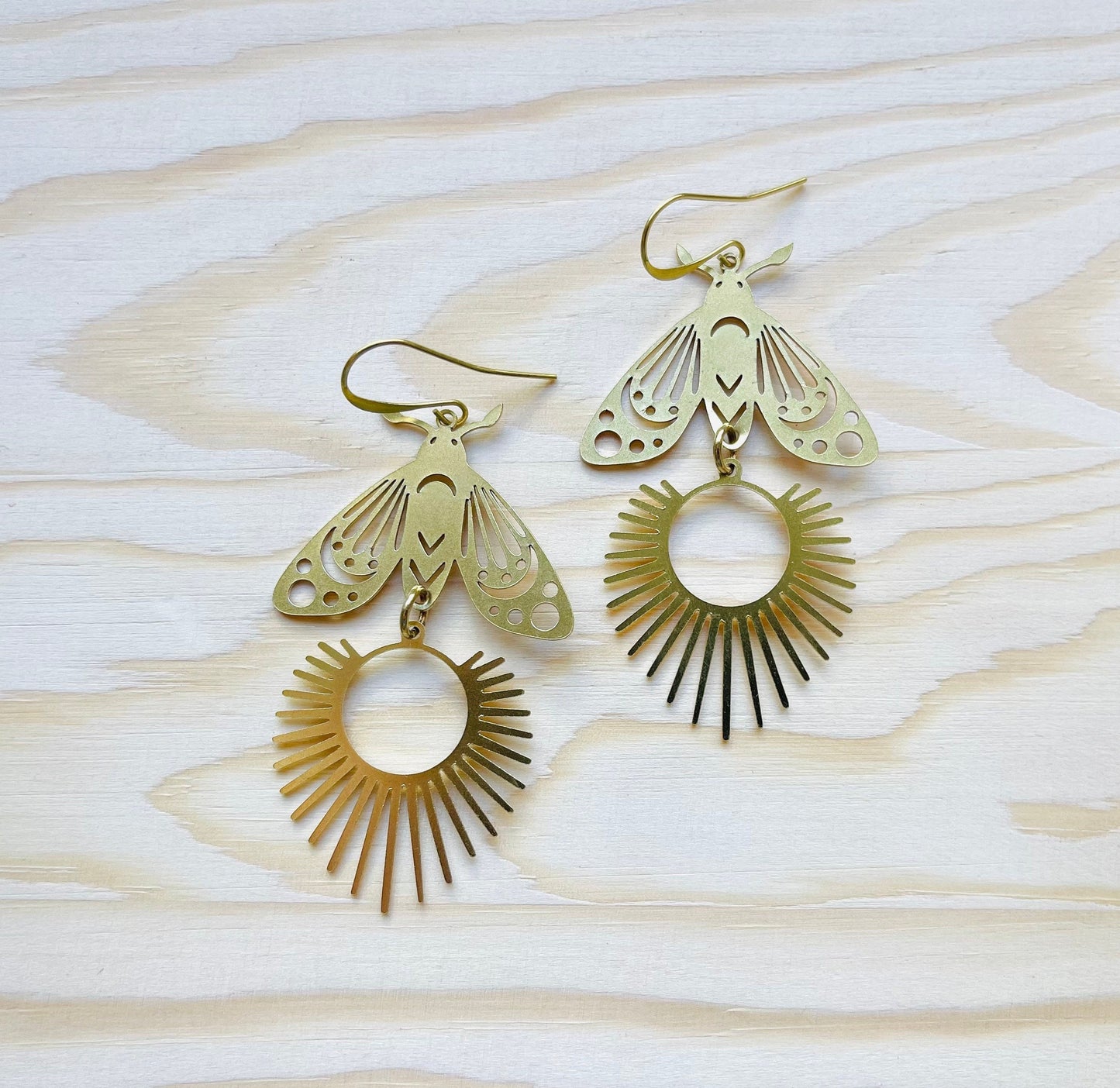 Brass Moth Earrings