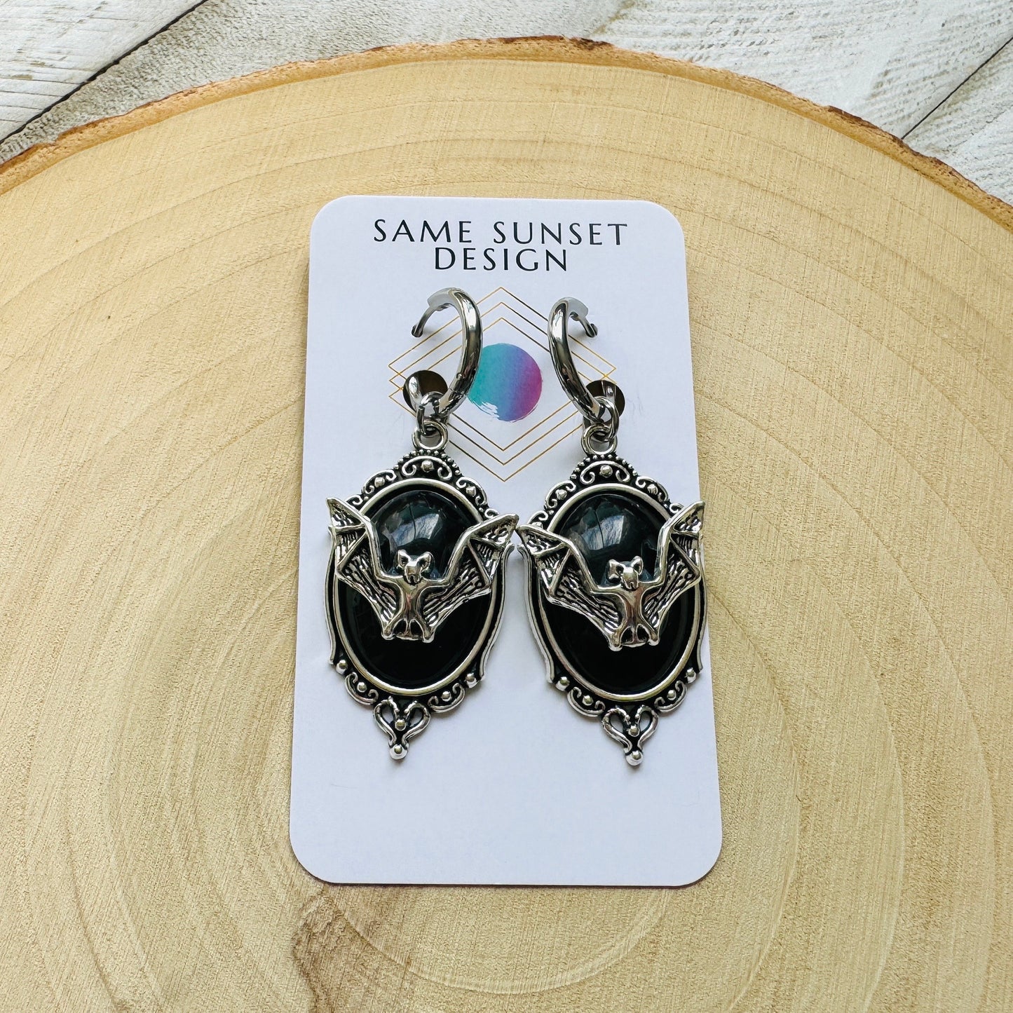 Silver Bat Huggie Hoop Earrings