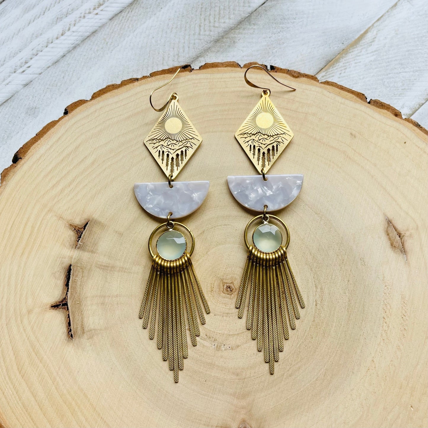 Chalcedony  Mountain Fringe Earrings