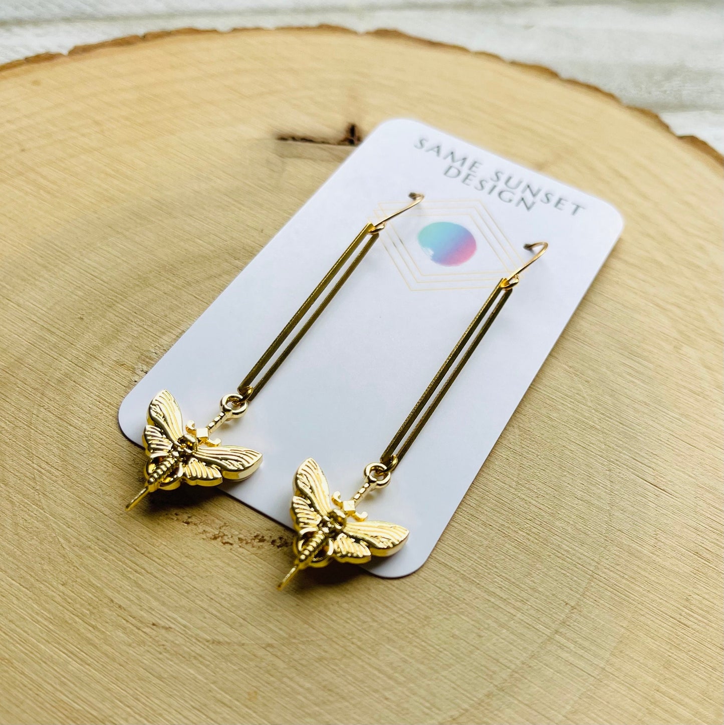 Brass Moth Earrings