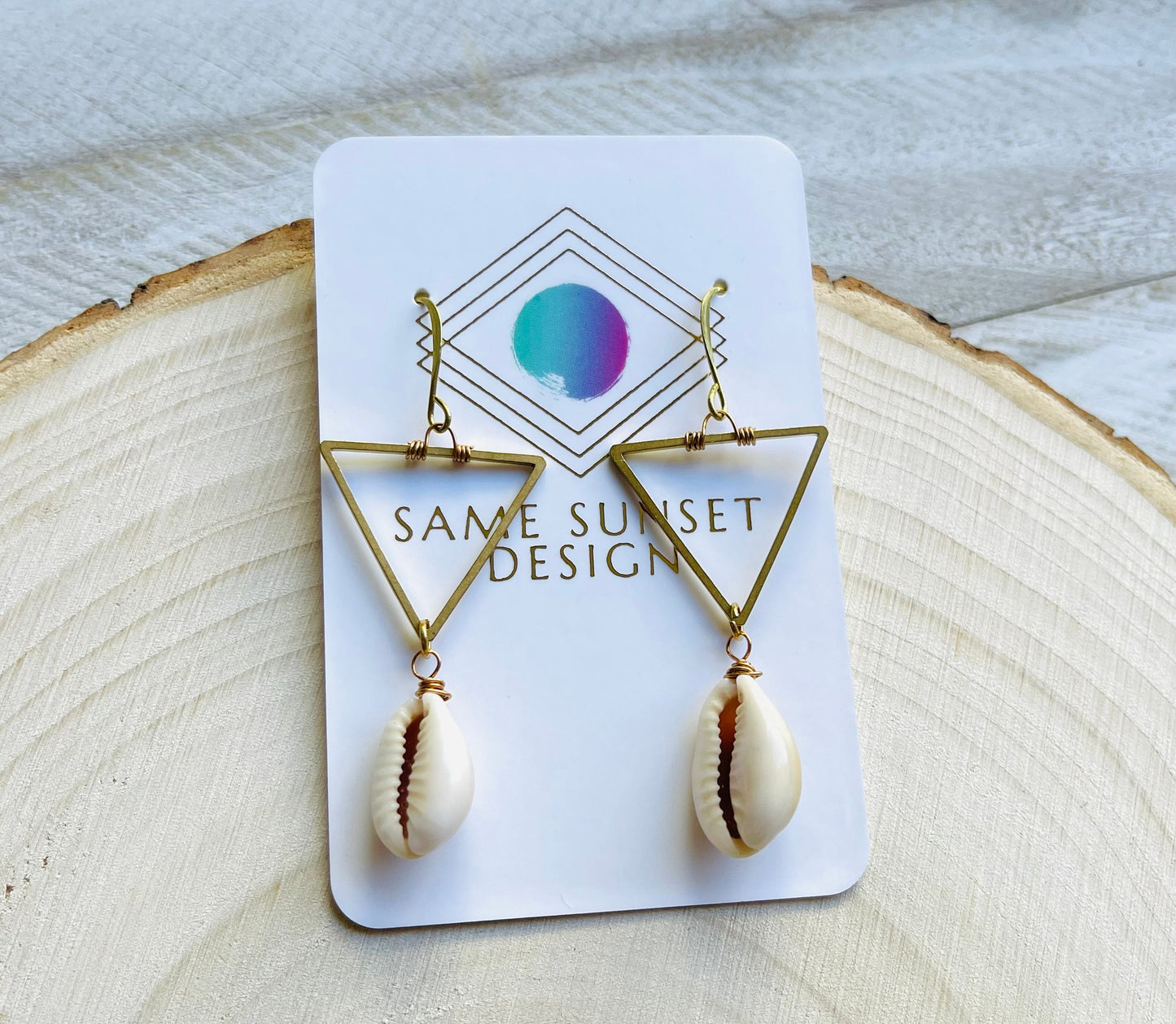 Puka Shell Triangle Earrings
