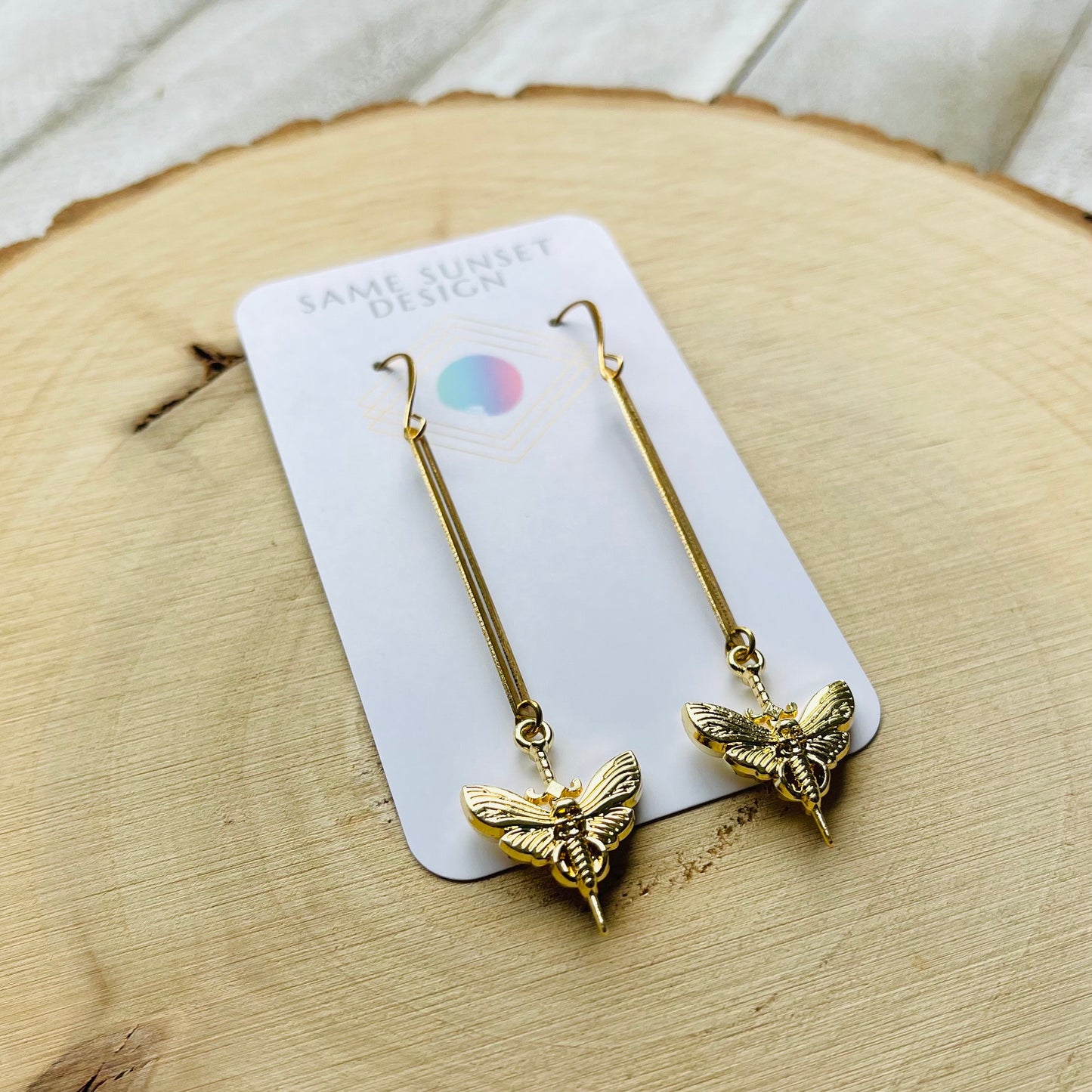 Brass Moth Earrings