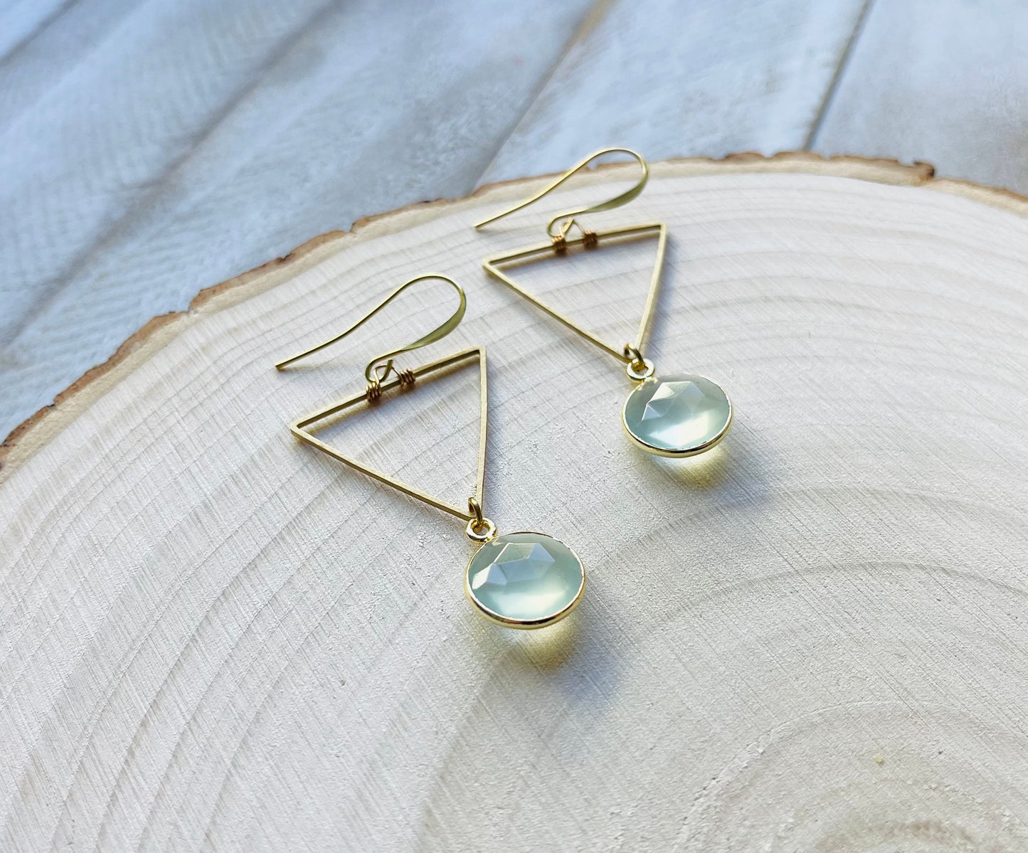 Triangle Chalcedony Earrings