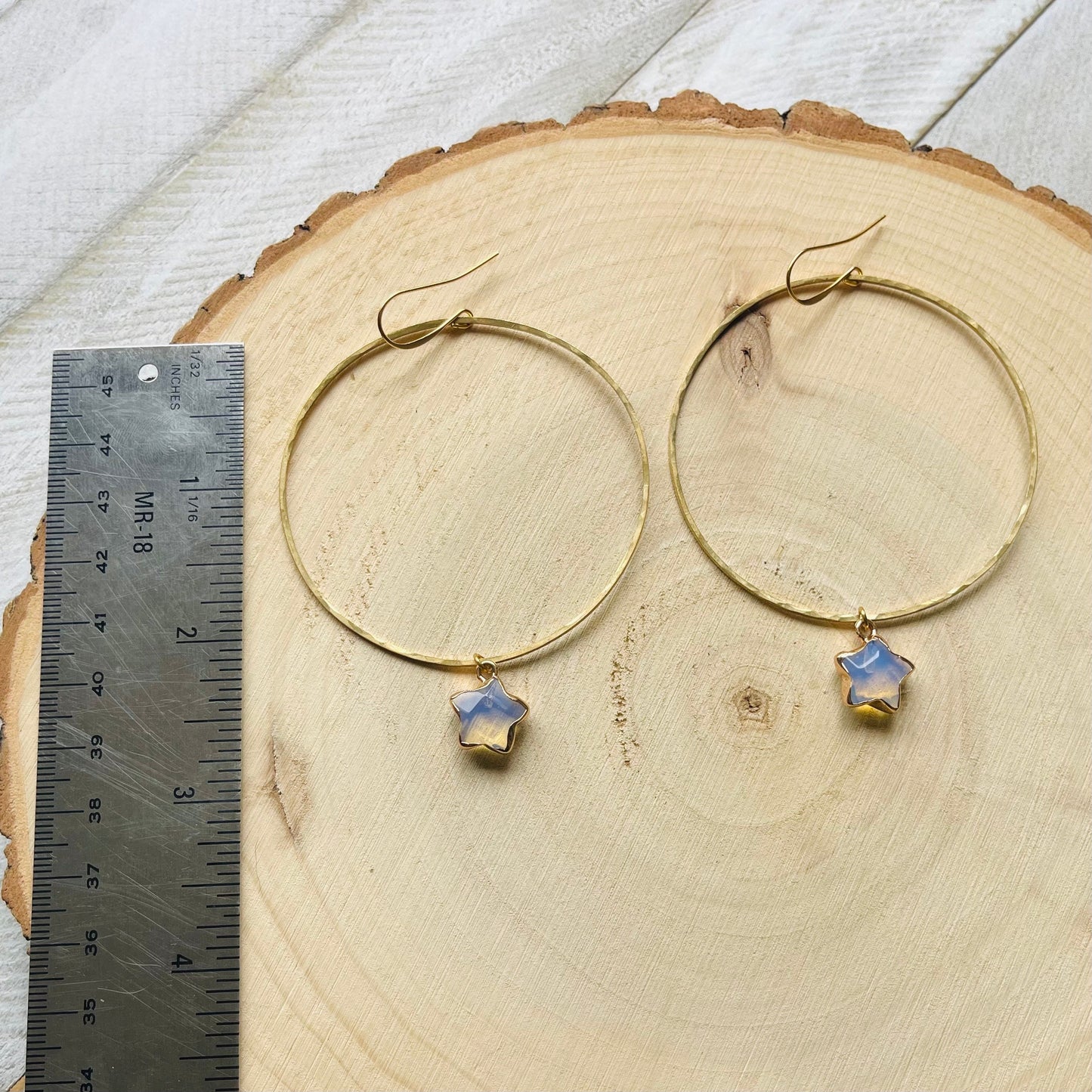 Opalite Star Hoop Earrings