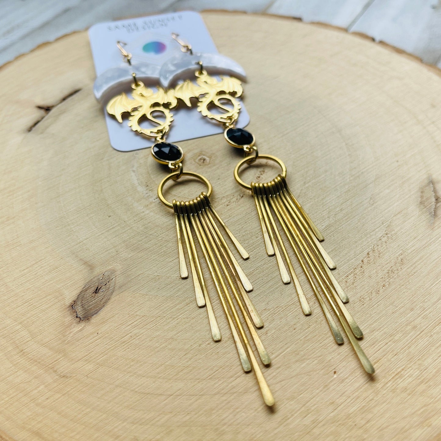 Dragon Onyx Fringe Earrings