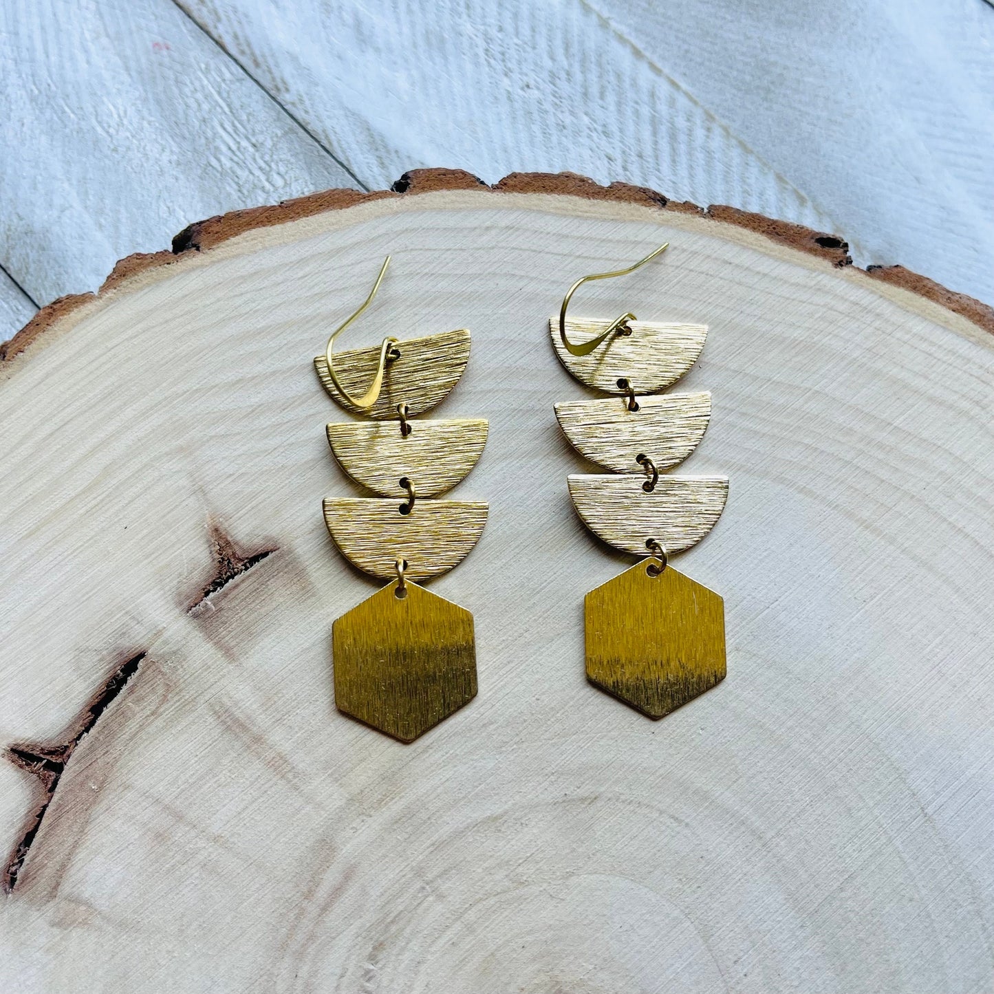 Geometric Brass Dangle Earrings