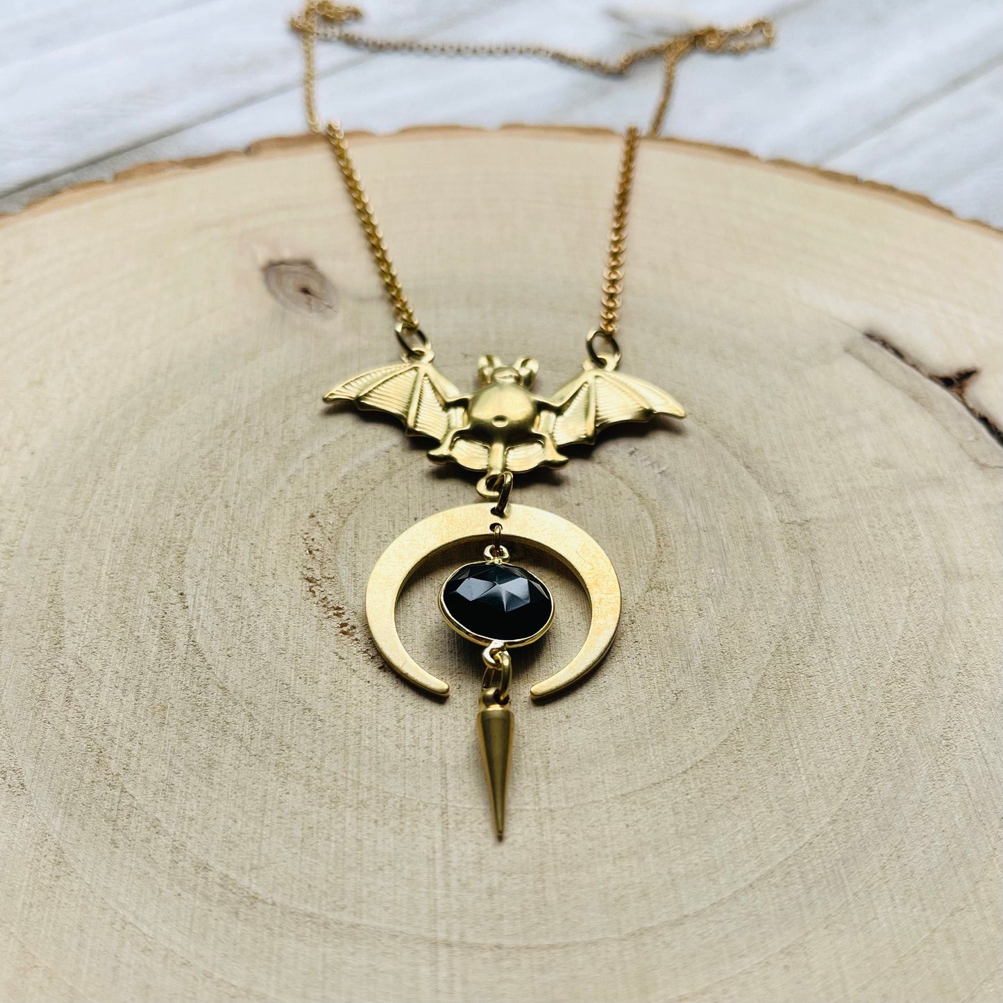 Onyx Bat Necklace