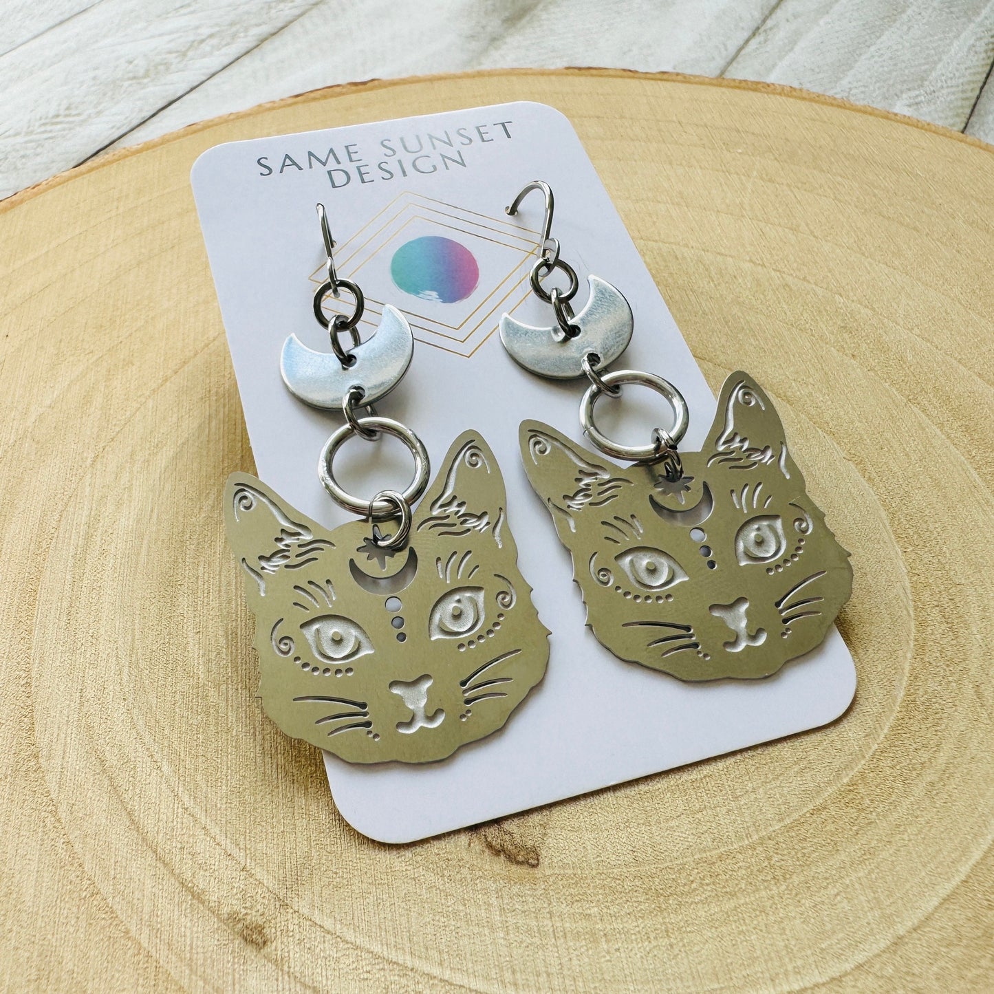 Stainless Steel Cat Earrings