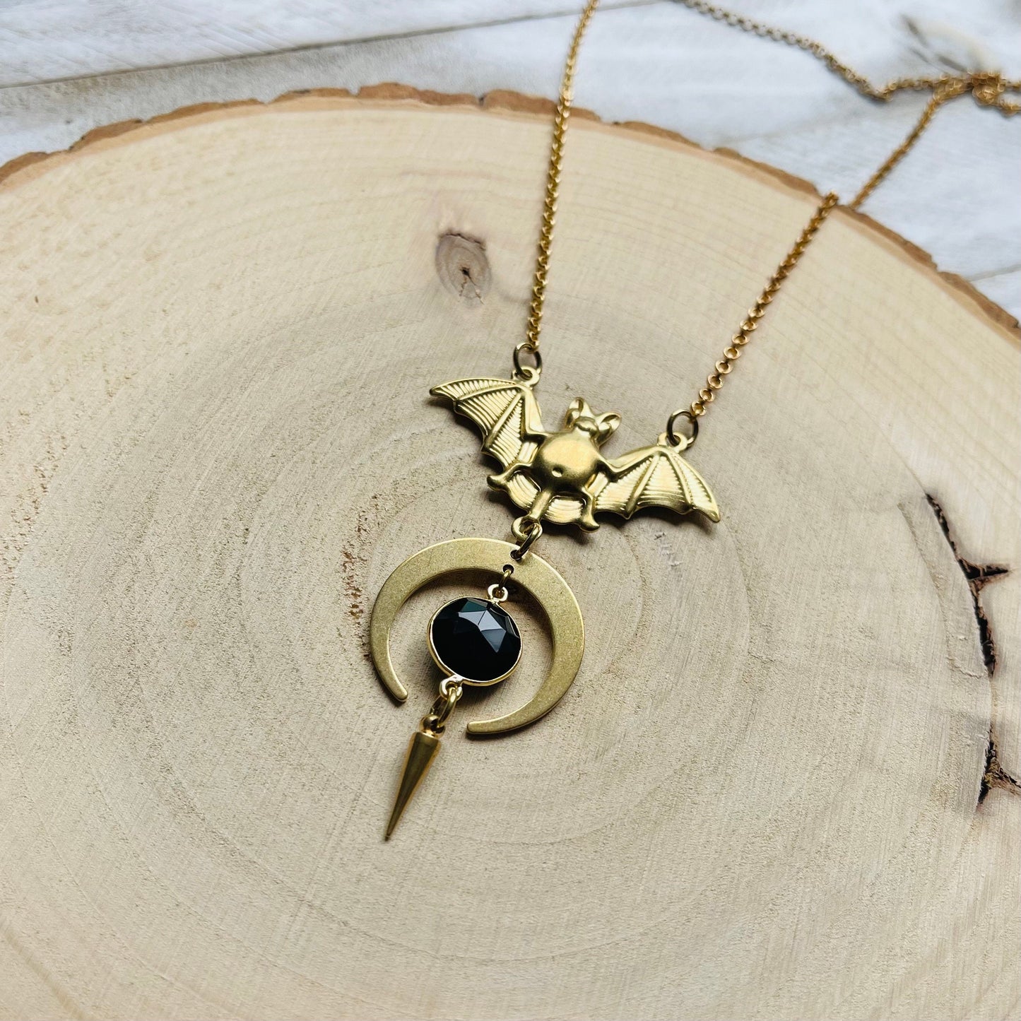 Onyx Bat Necklace