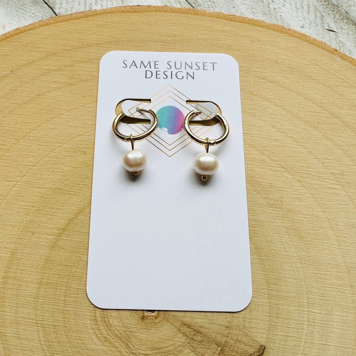 Freshwater Pearl Huggie Hoop Earrings