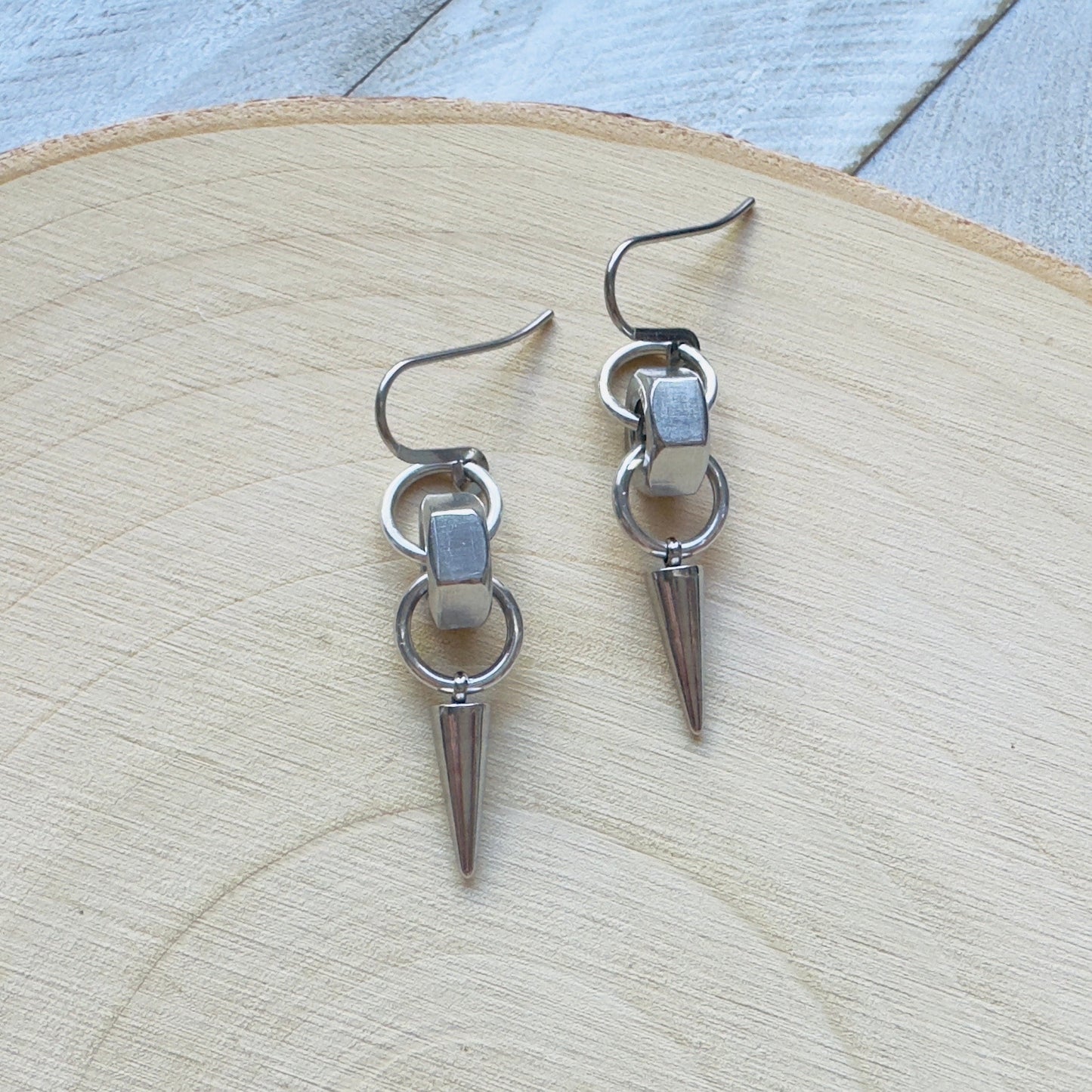 Hex Nut Spike Earrings