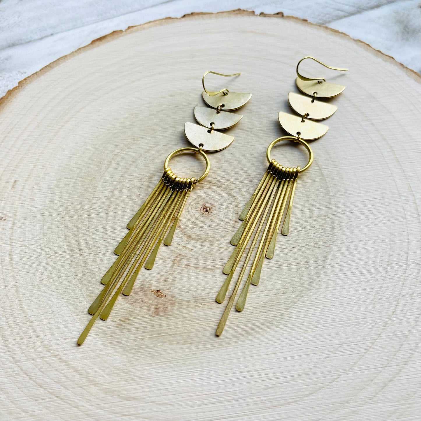 Geometric Brass Fringe Earrings