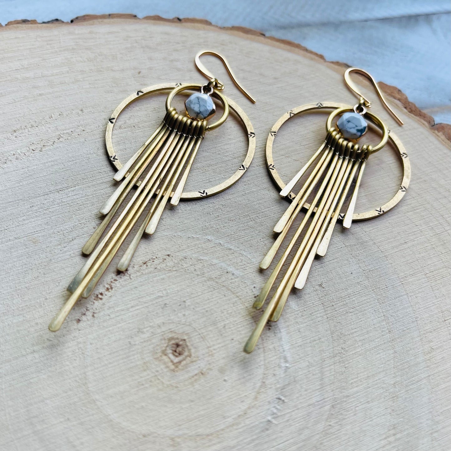 Howlite Hoop Fringe Earrings