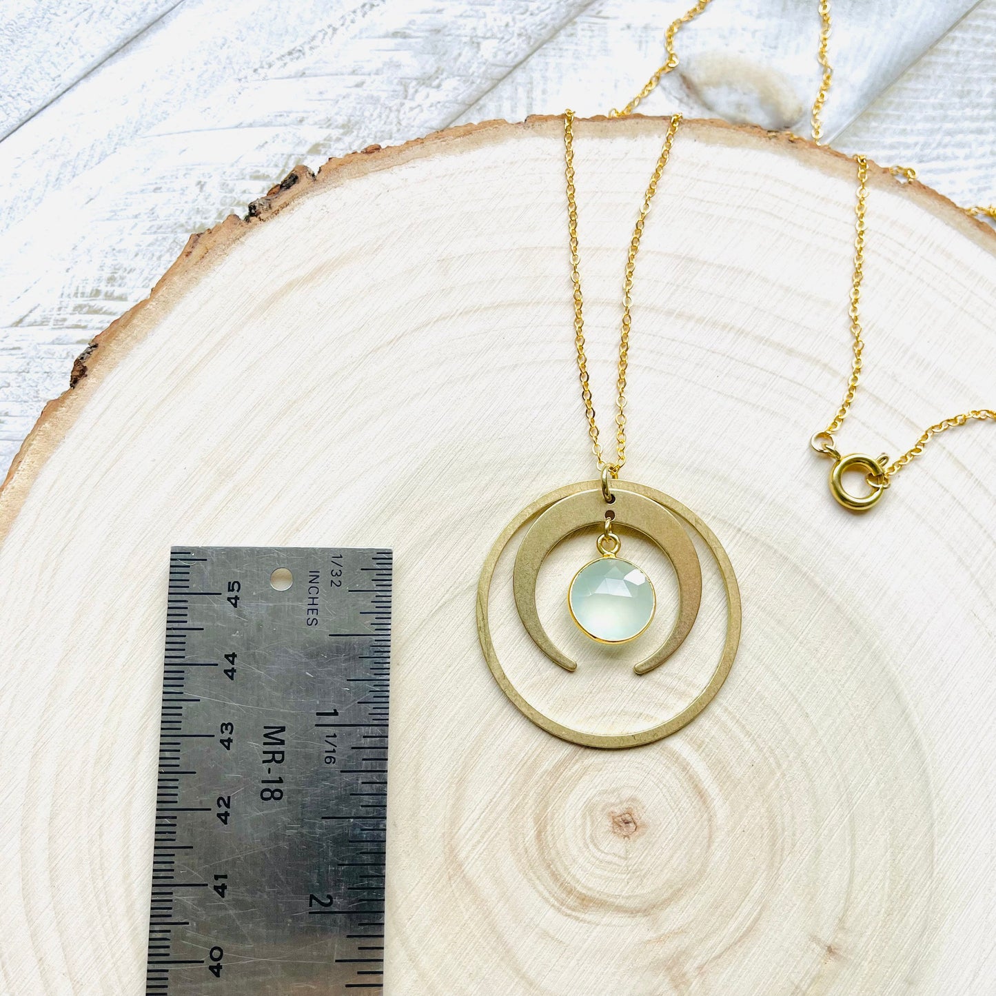 Aqua Chalcedony Moon Necklace