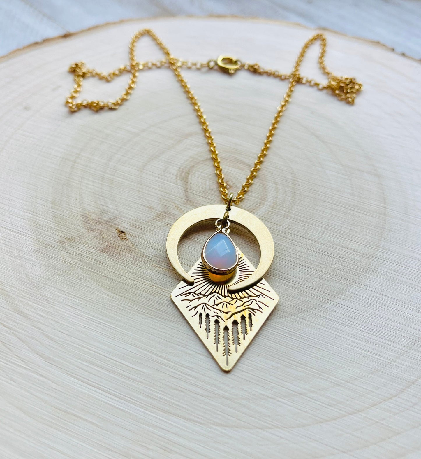 Opalite Mountain Moon Necklace