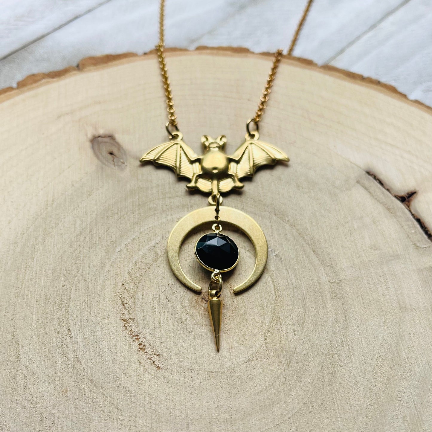 Onyx Bat Necklace