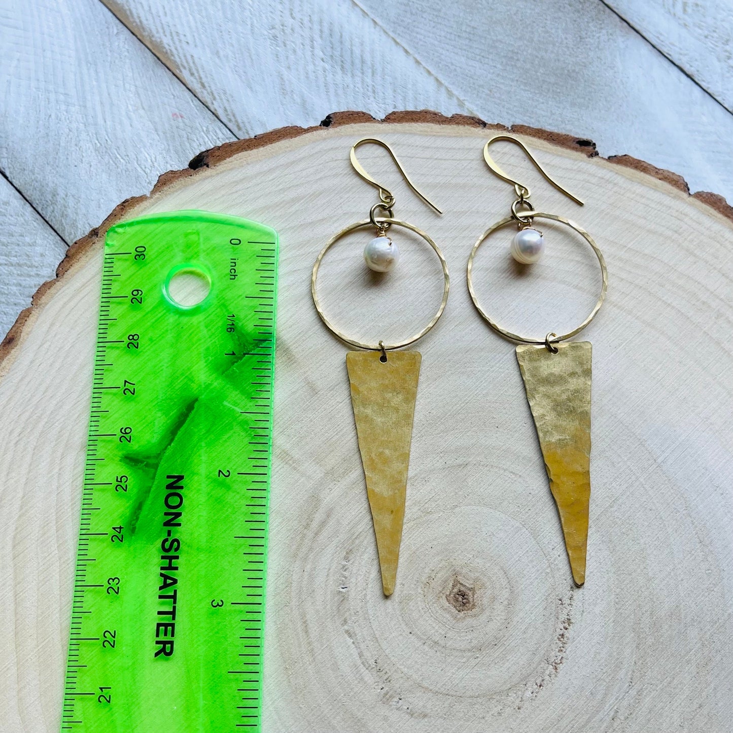 Pearl Triangle Earrings