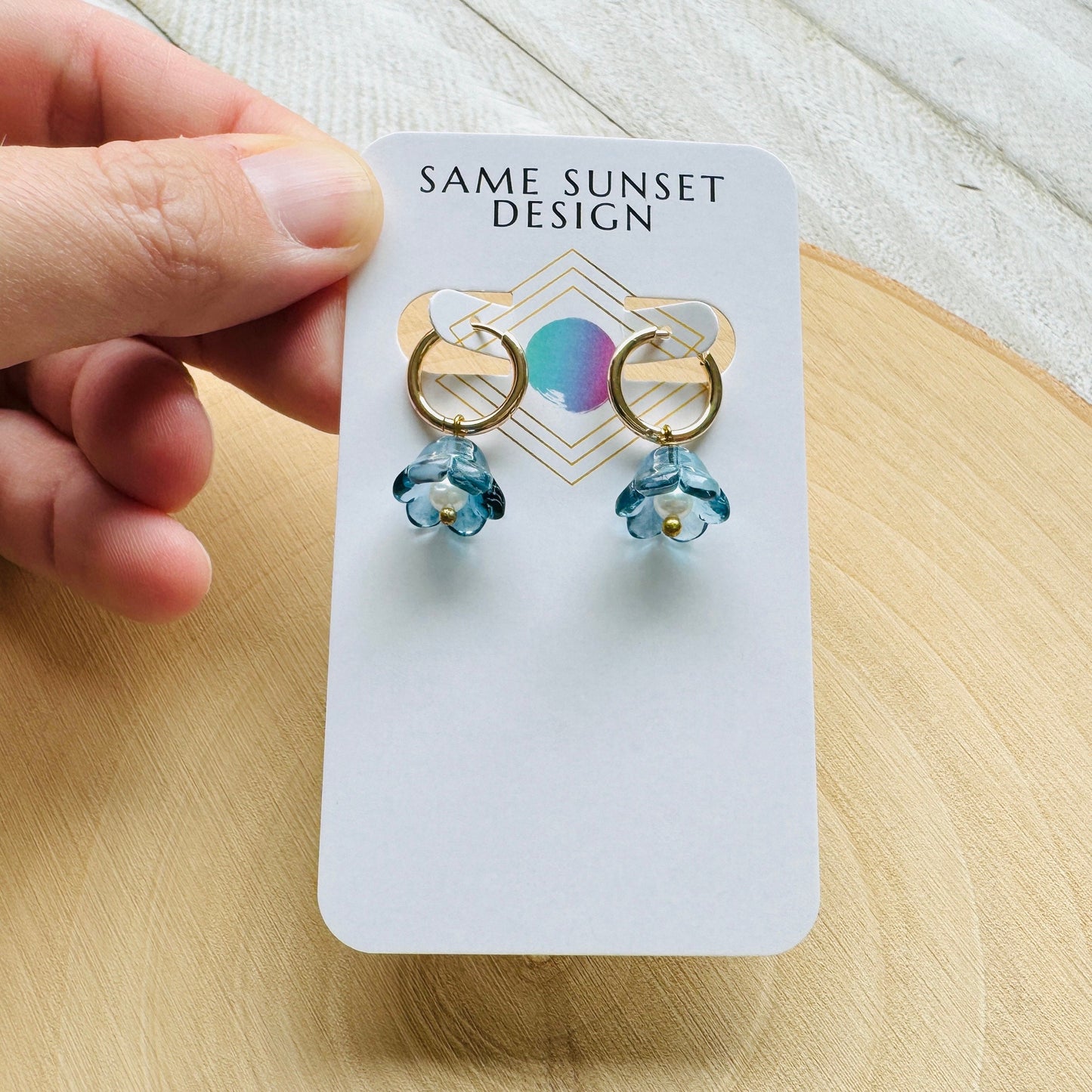 Flower Pearl Huggie Hoop Earrings