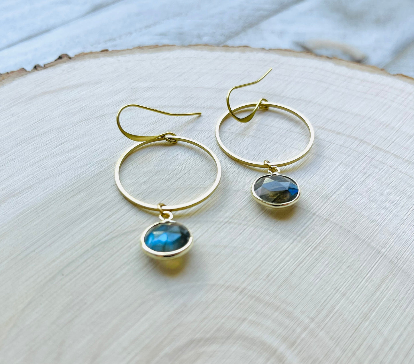 Labradorite Hoop Earrings