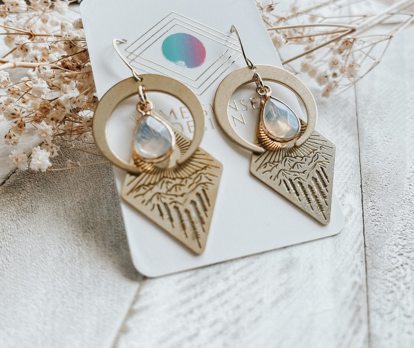 Opalite Mountain Moon Earrings