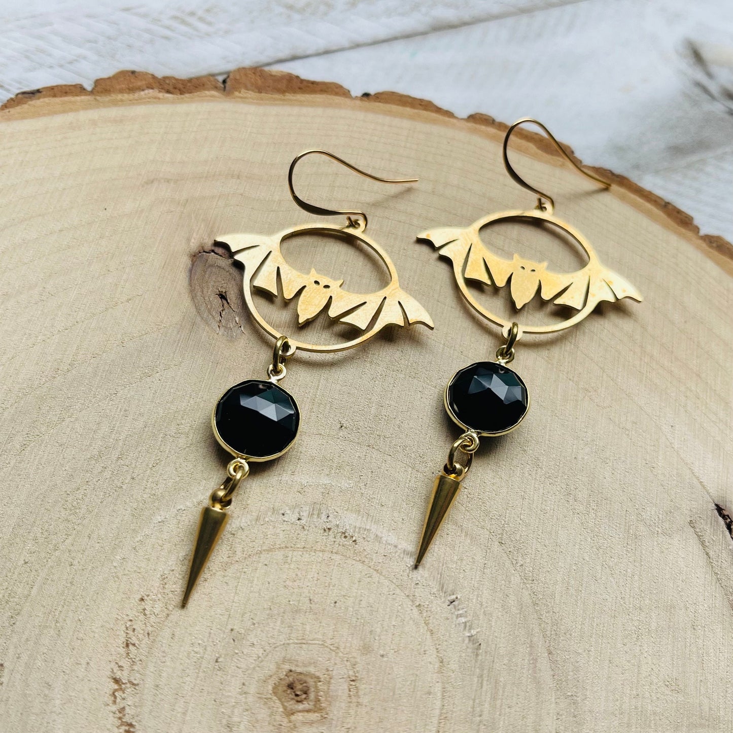 Onyx Bat Earrings