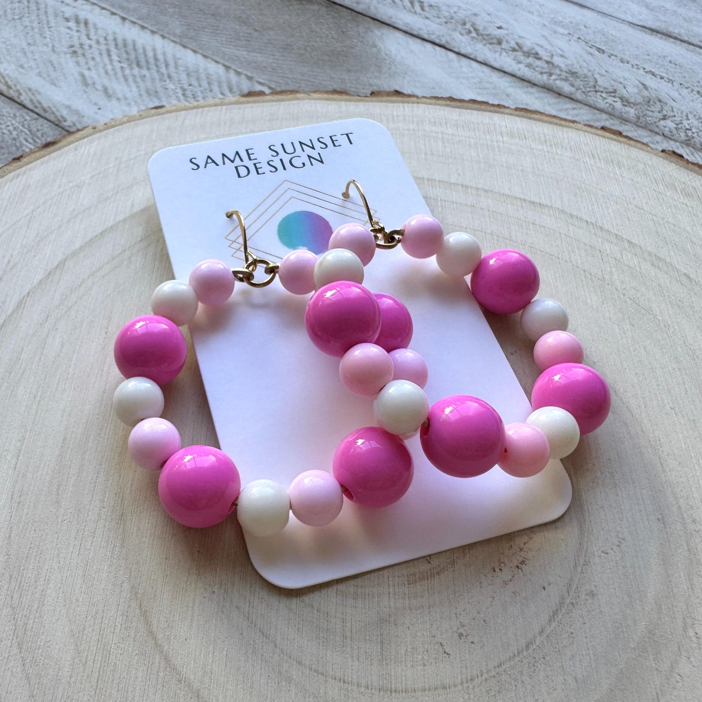 Pastel Bead Hoop Earrings