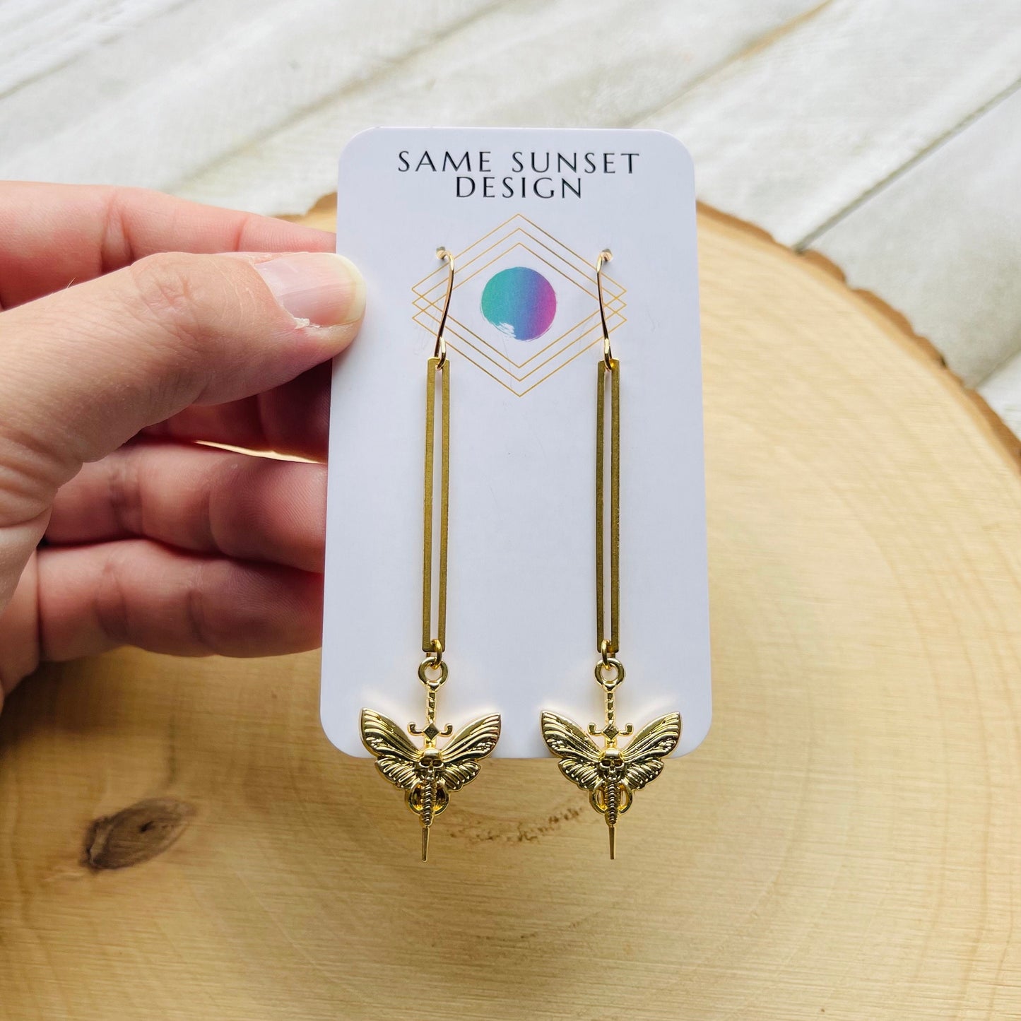 Brass Moth Earrings