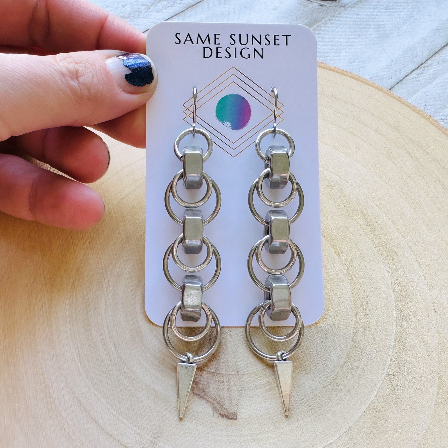 Hex Nut Spike Earrings