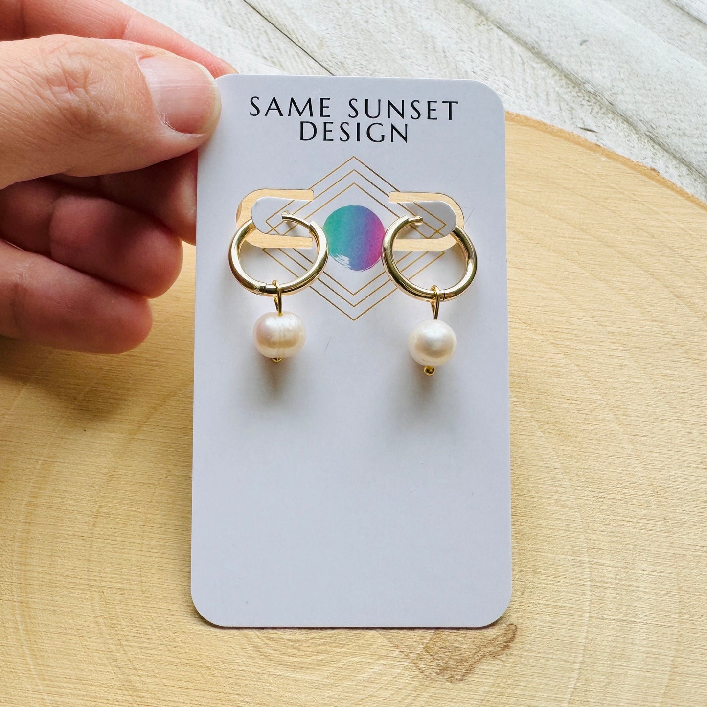 Freshwater Pearl Huggie Hoop Earrings