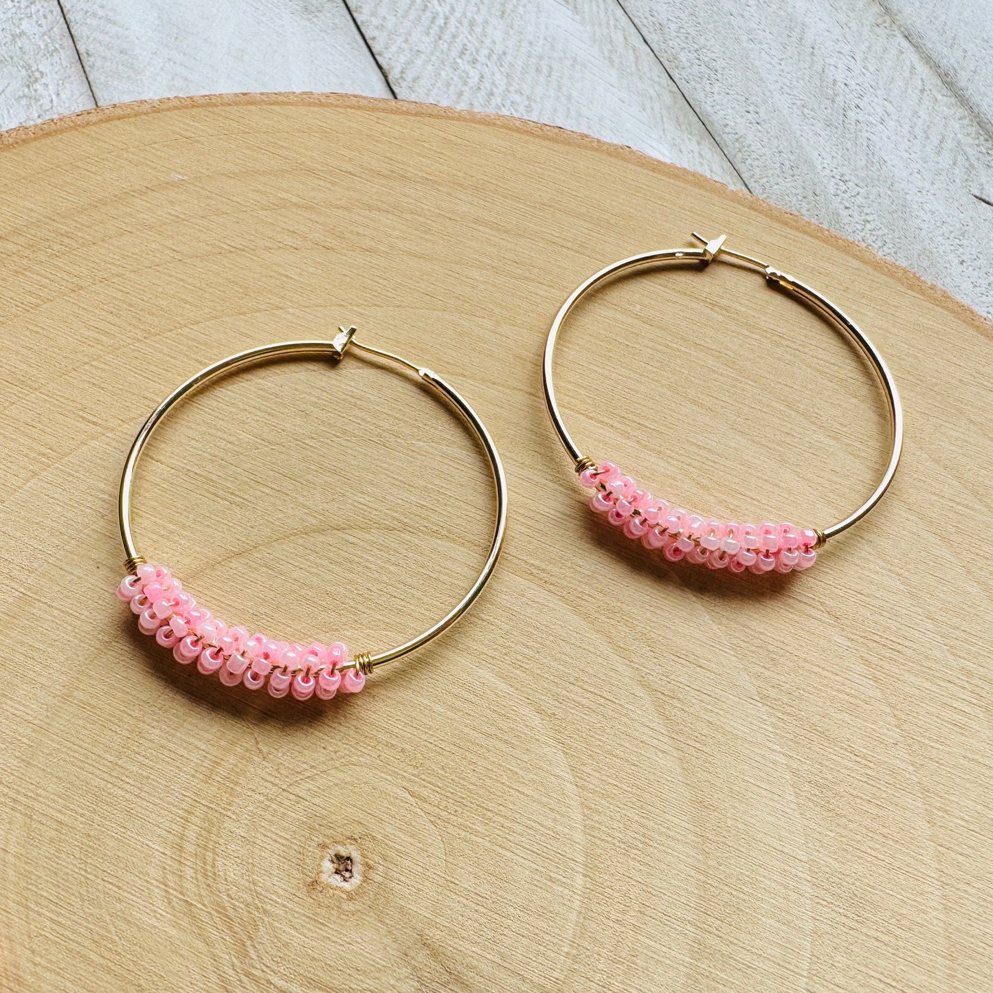Seed Bead Hoop Earrings