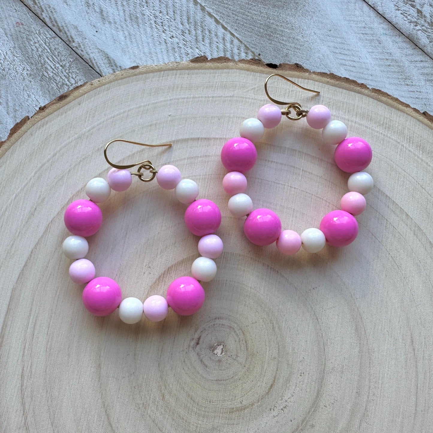Pastel Bead Hoop Earrings