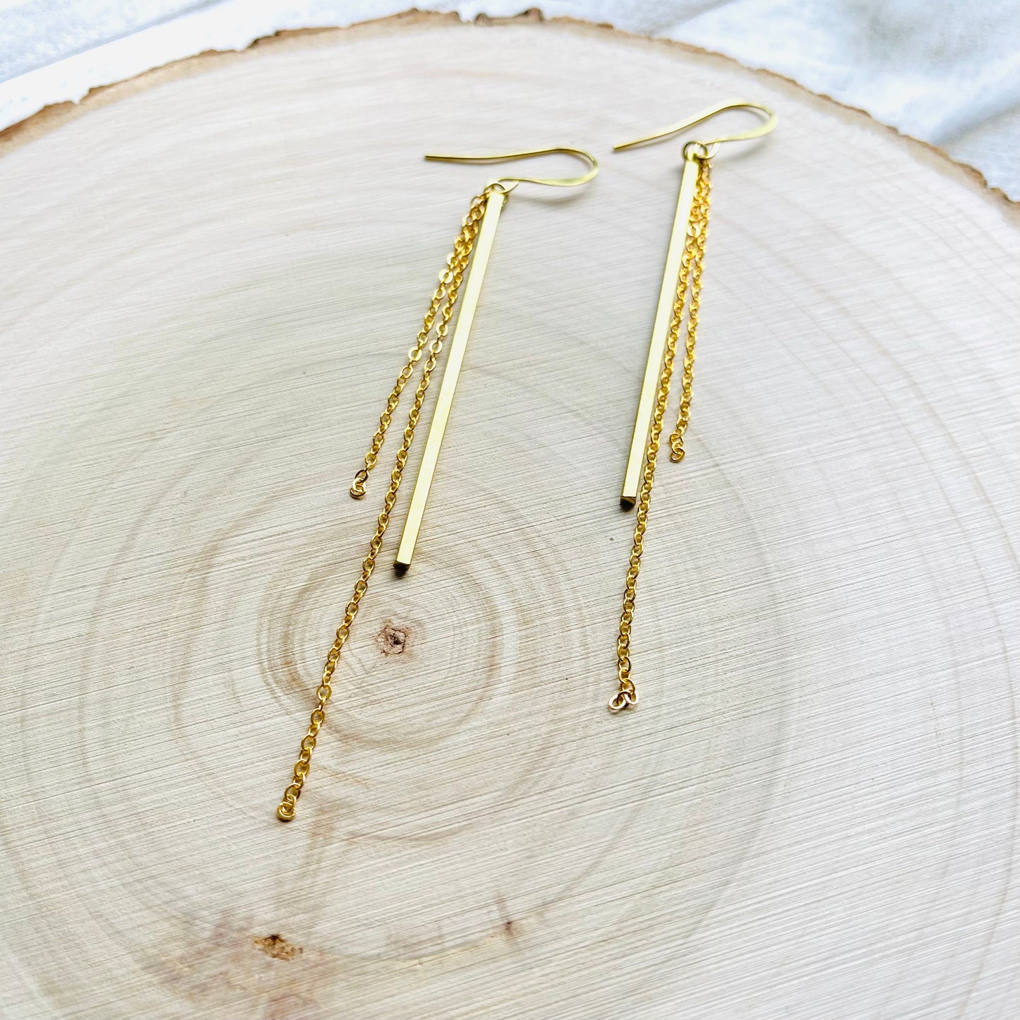 Geometric Brass Bar Earrings