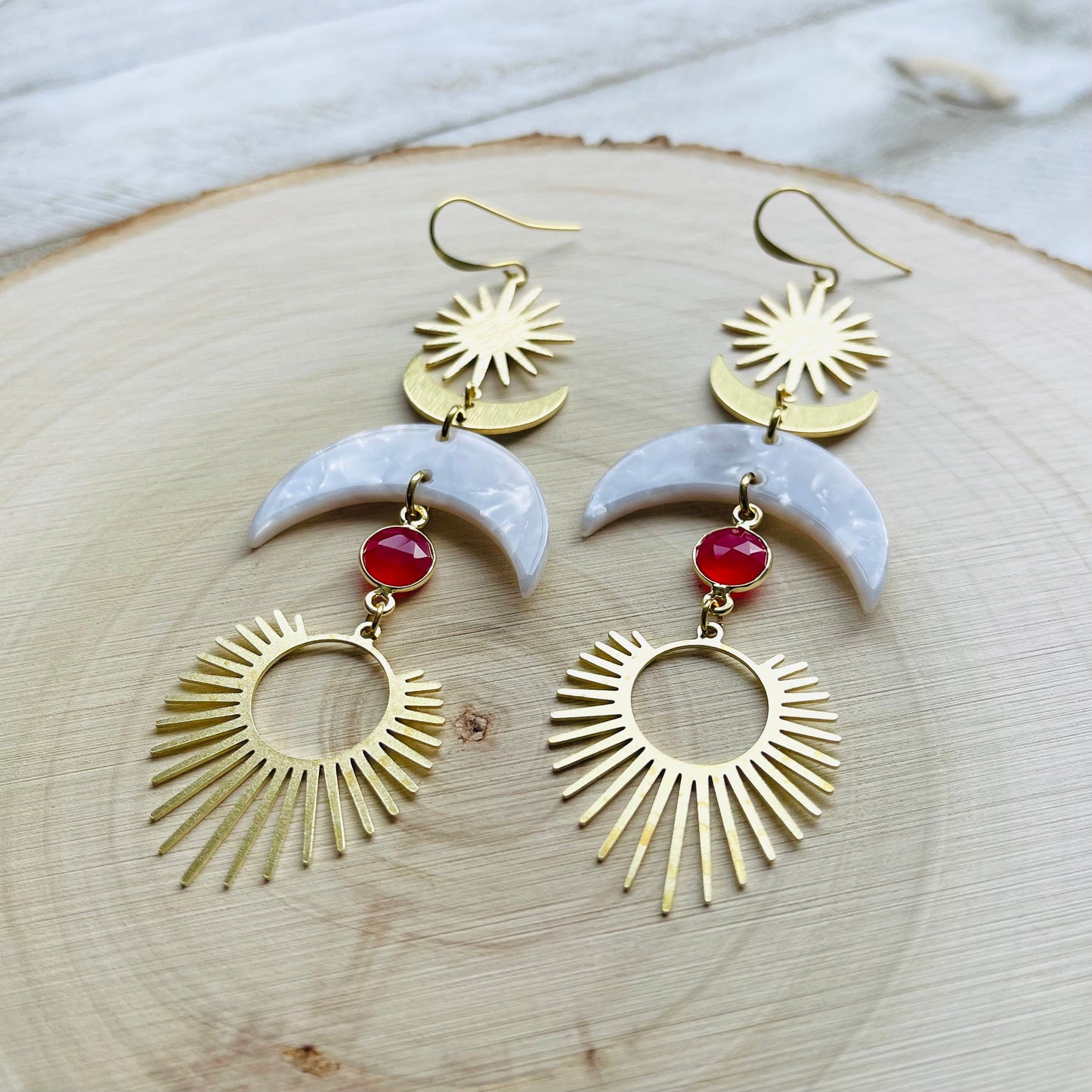 Chalcedony Moon Earrings