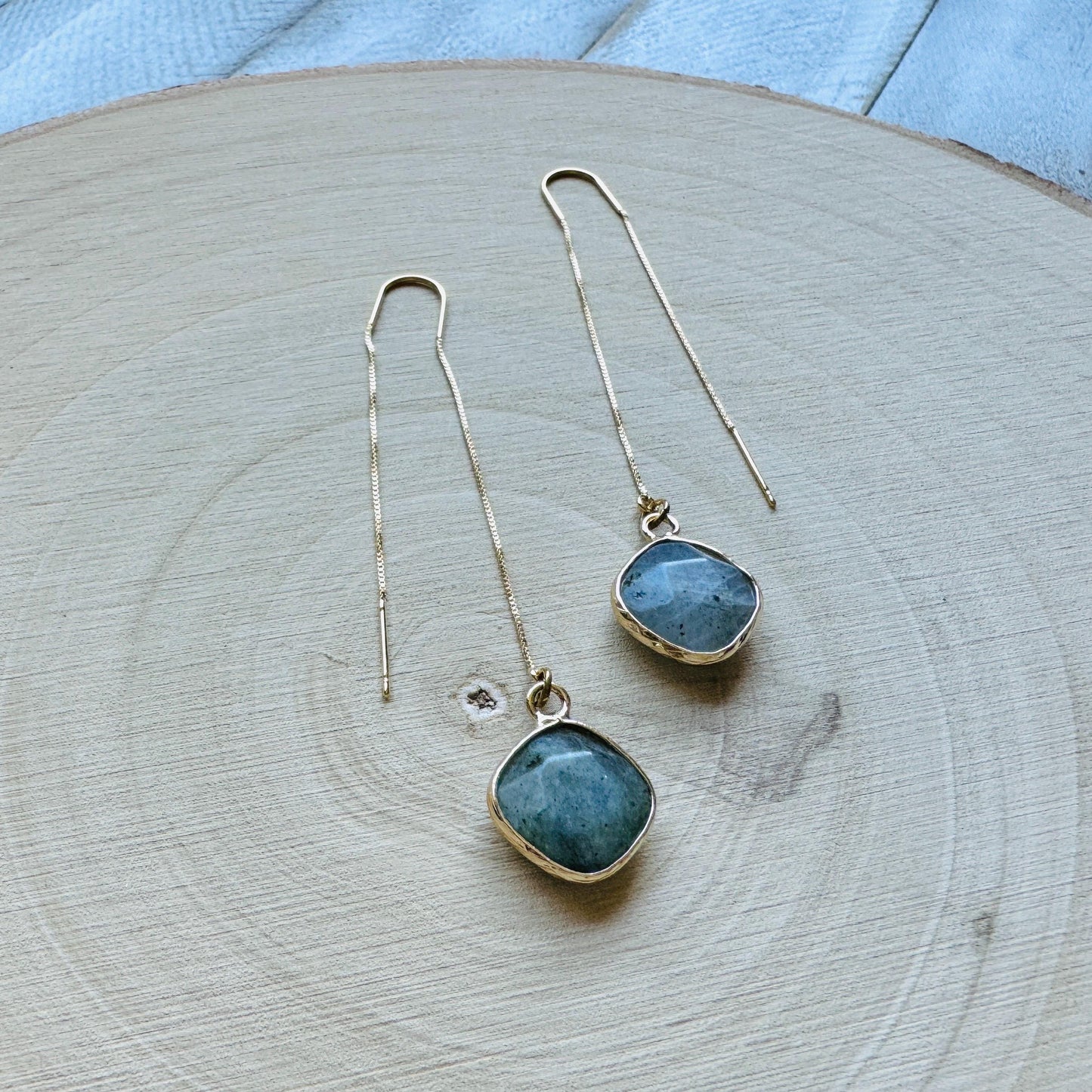 Labradorite Threader Earrings