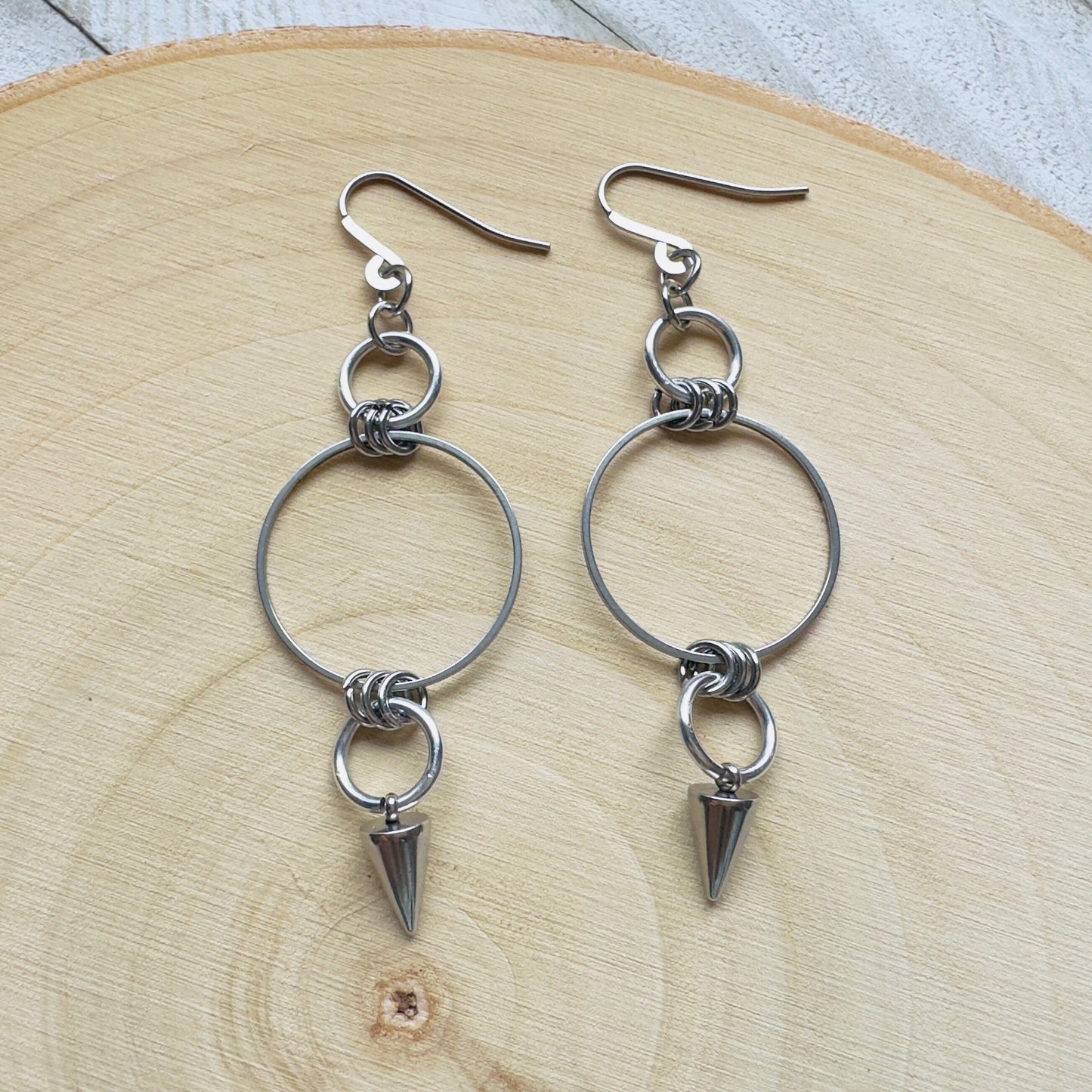 Stainless Steel Spike Earrings