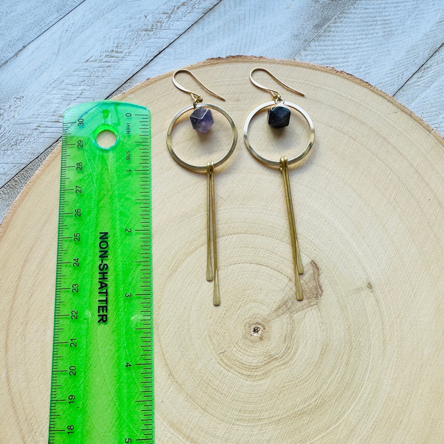 Amethyst Hoop Fringe Earrings