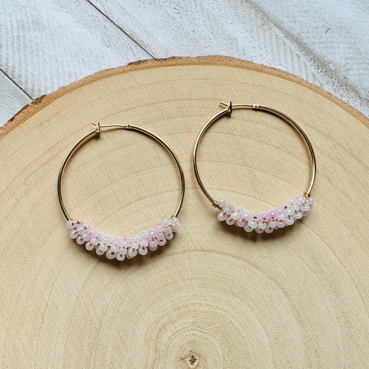 Seed Bead Hoop Earrings