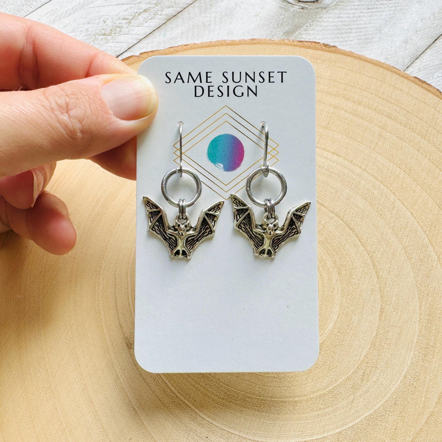 Silver Bat Earrings
