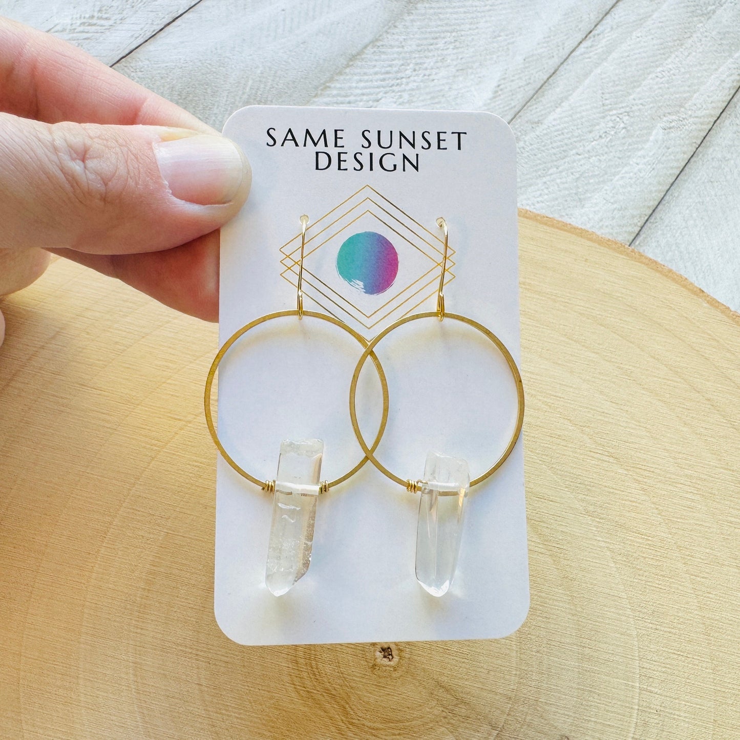 Raw Quartz Hoop Earrings