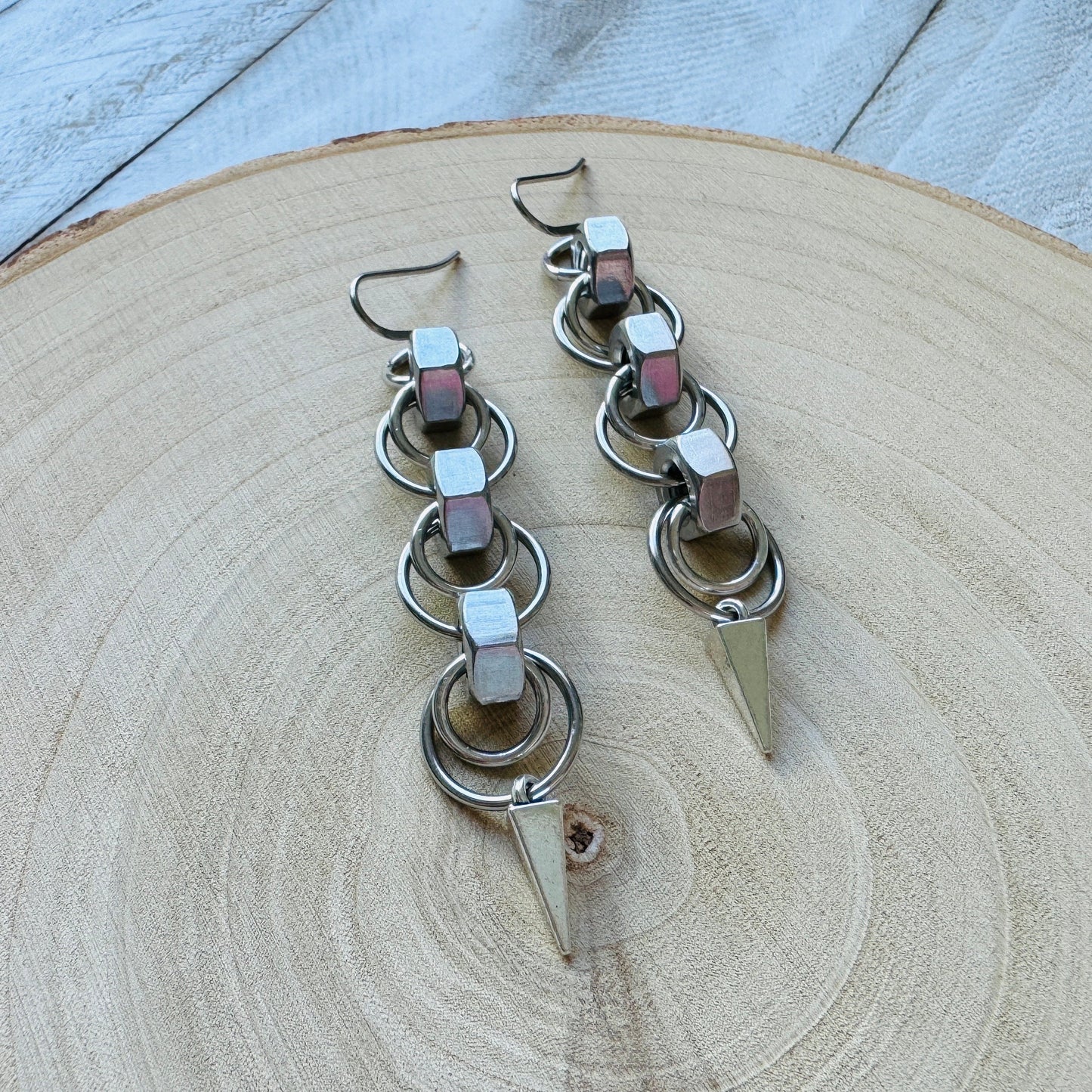 Hex Nut Spike Earrings